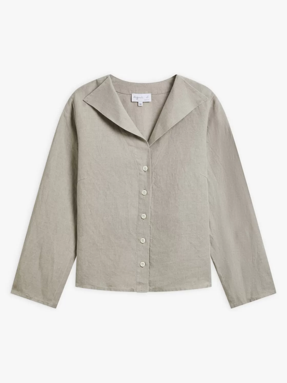 Women agnès b. Tops & Shirts<Beige Linen 3/4-sleeve Shirt