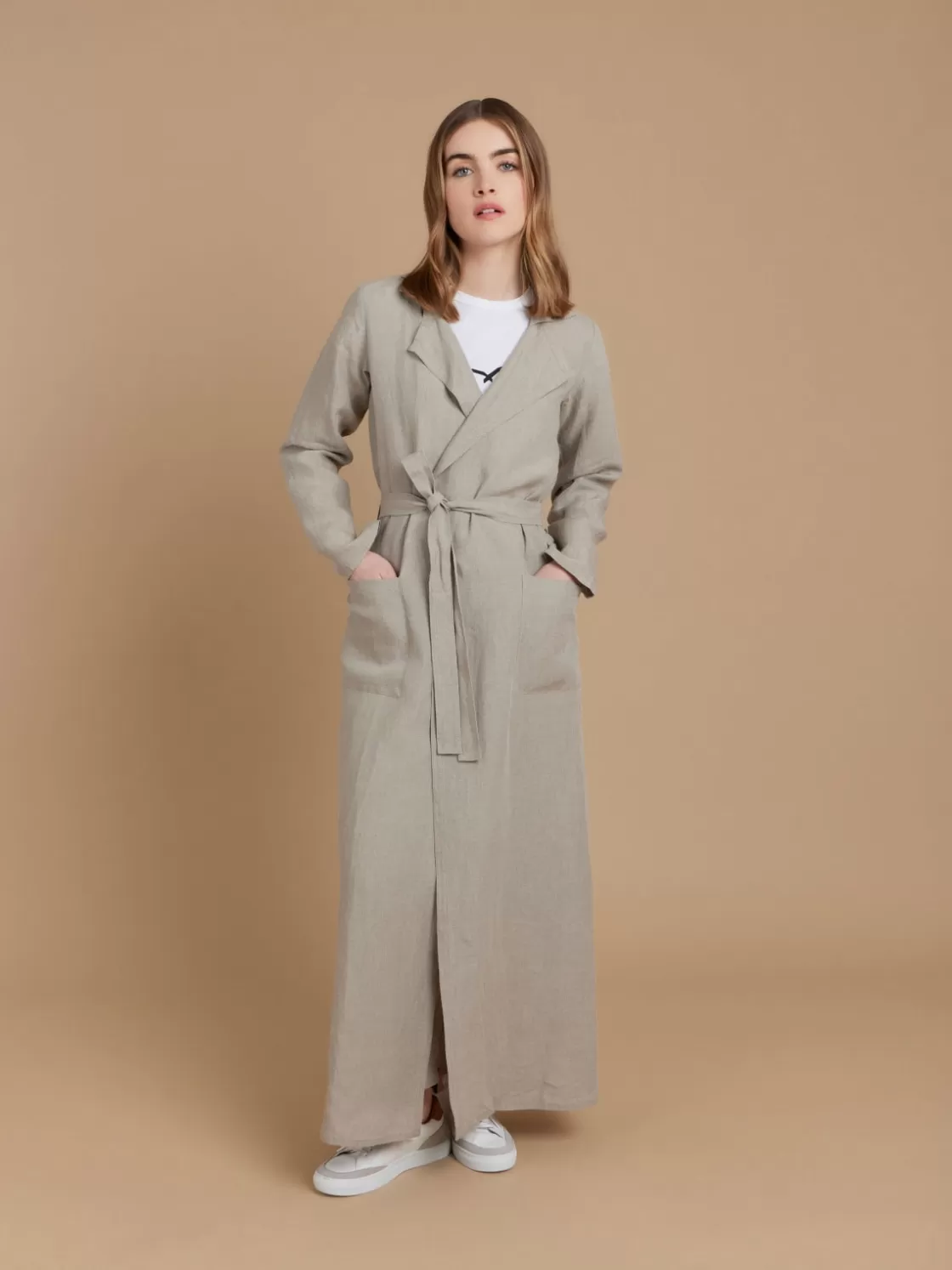 Women agnès b. Jackets & Coats<Beige Linen Algeria Coat