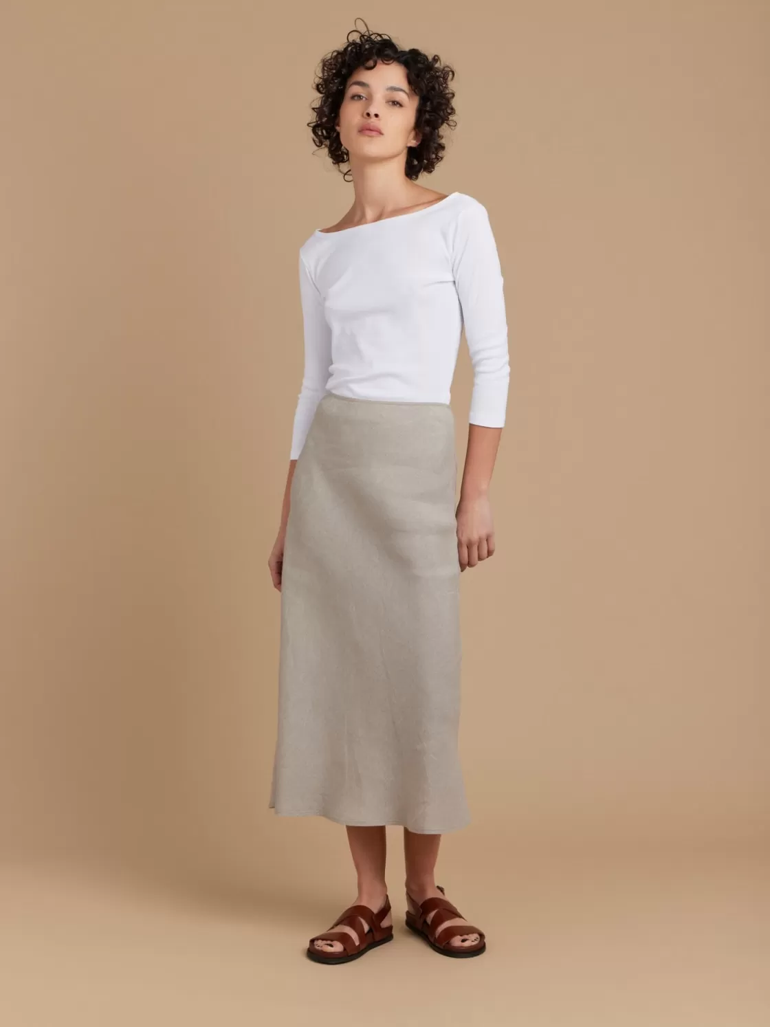 Women agnès b. Skirts & Shorts<Beige Linen Long Tulipe Skirt