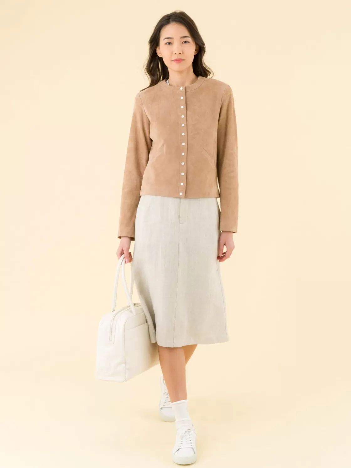 Women agnès b. Skirts & Shorts<Beige Long 100% Linen Skirt