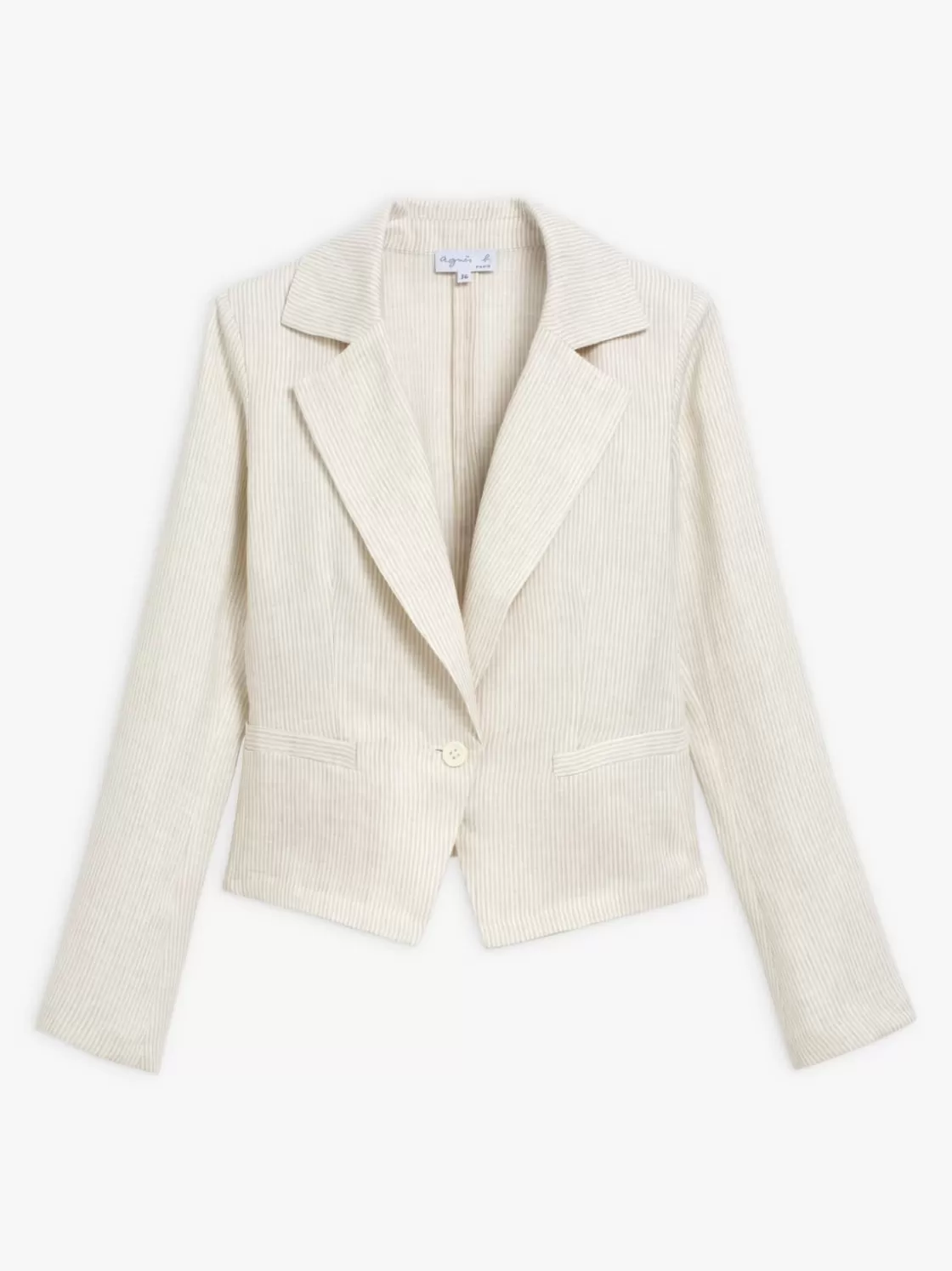 Women agnès b. Jackets & Coats<Beige Striped Unlined Linen Jacket