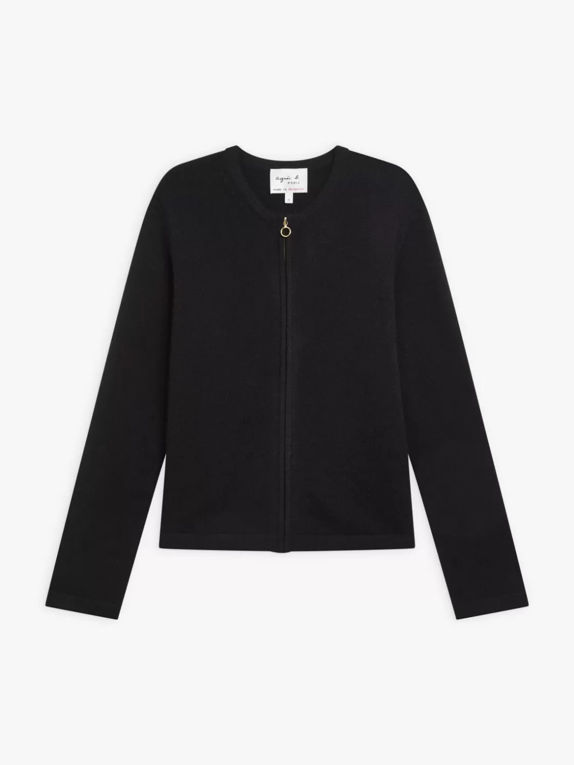 Women agnès b. Cardigans<Black 100% Cashmere Zip Cardigan