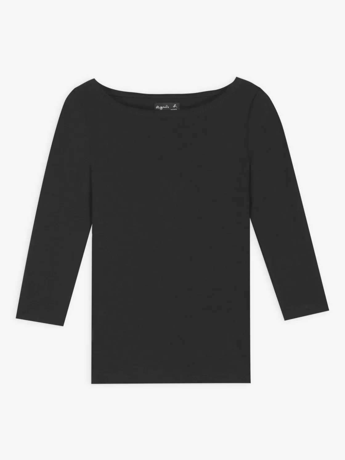 Women agnès b. T-Shirts & Tank Tops<Black 3/4 Sleeve Cotton Léopard T-shirt