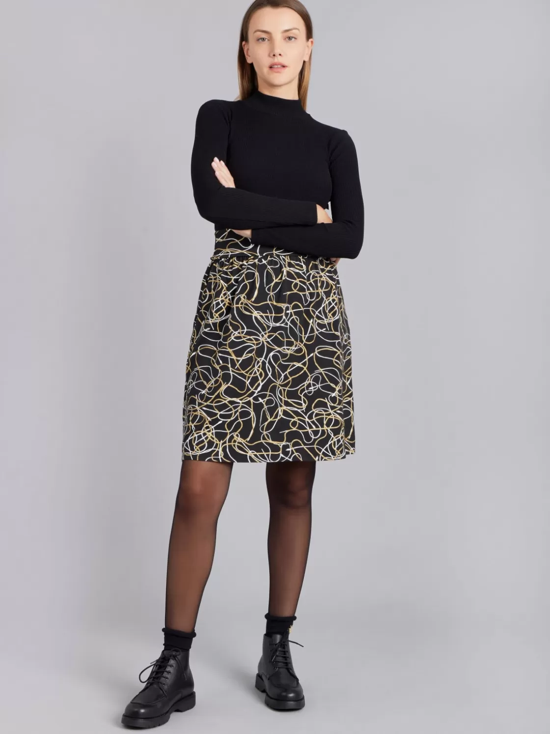 Women agnès b. Skirts & Shorts<Black Abstract Print Fleur Skirt