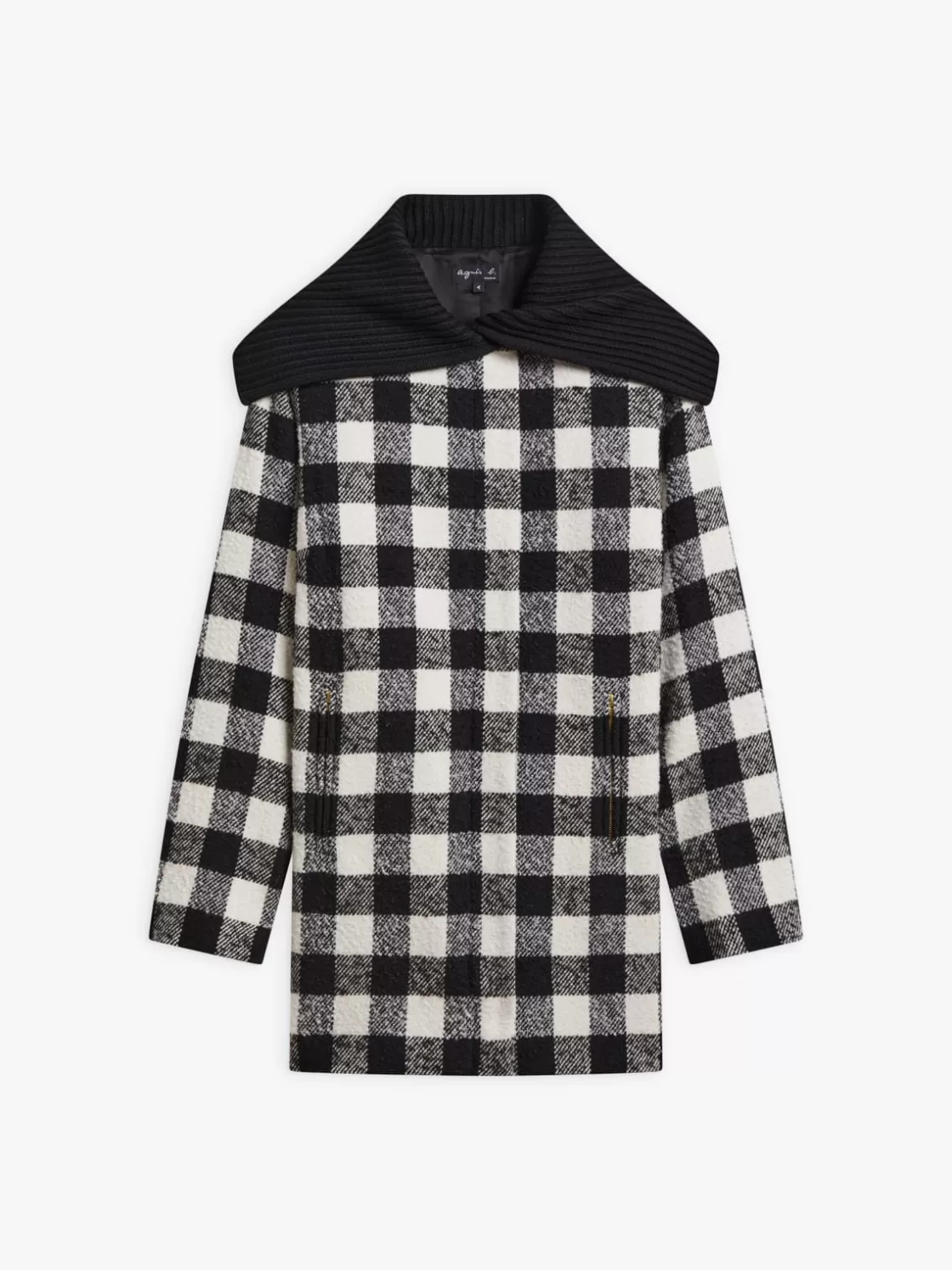 Women agnès b. Jackets & Coats<Black And White Checked Mini Coat