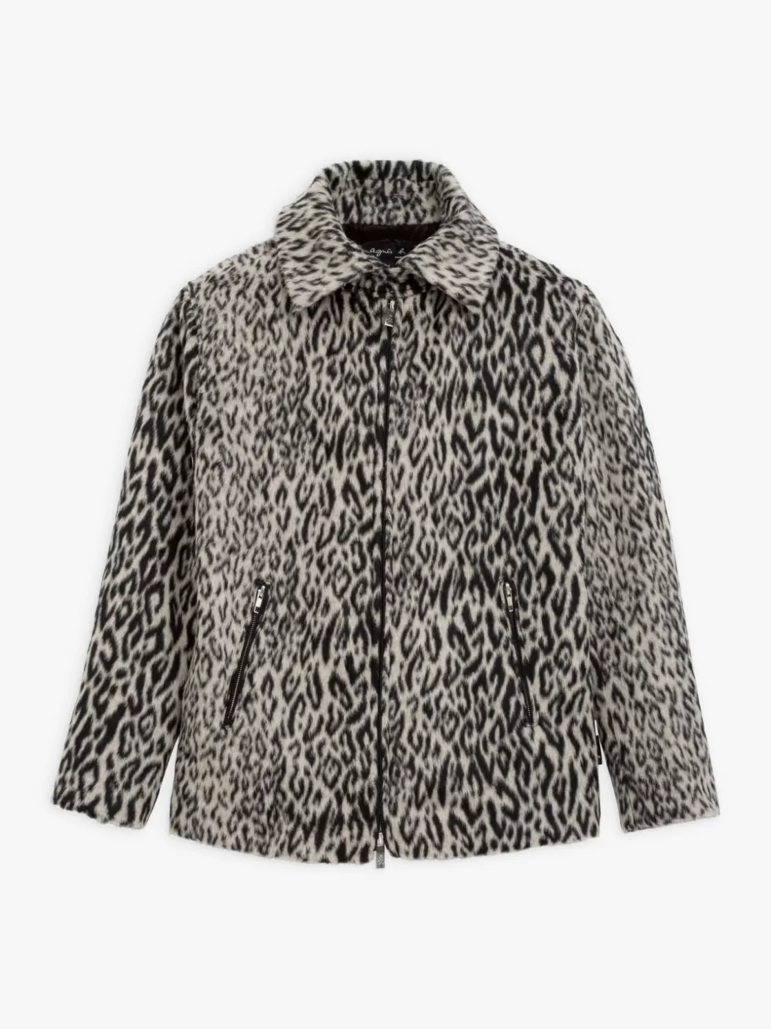 Women agnès b. Jackets & Coats<Black And White Leopard Faux Fur Jacket