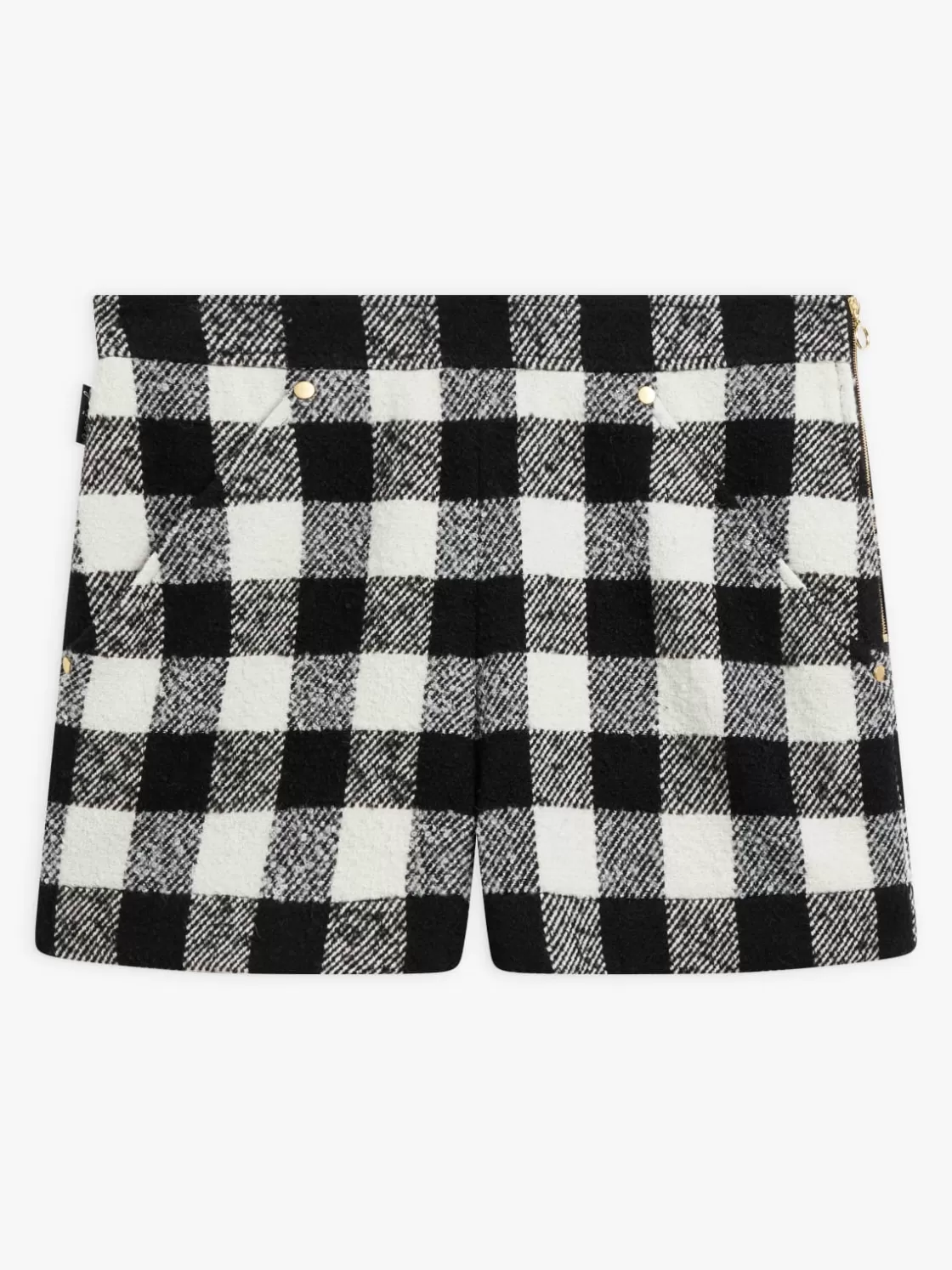 Women agnès b. Skirts & Shorts<Black And White Plaid Wool Shorts