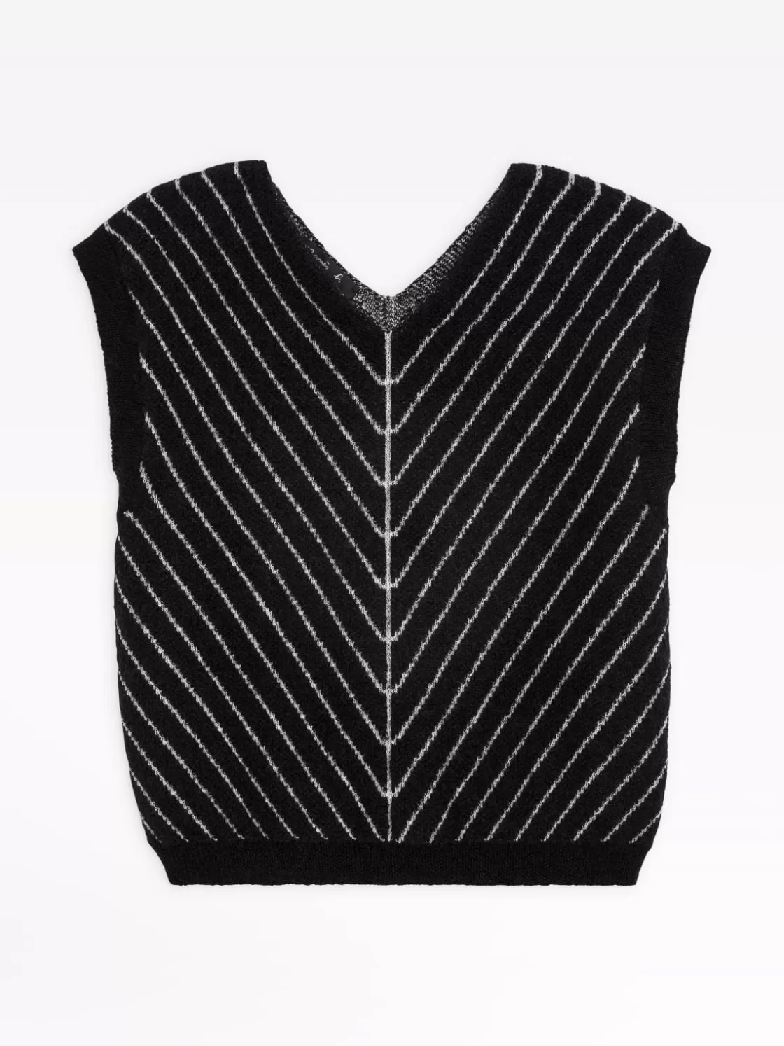 Women agnès b. Sweaters<Black And White Striped Mohair Diag Sweater