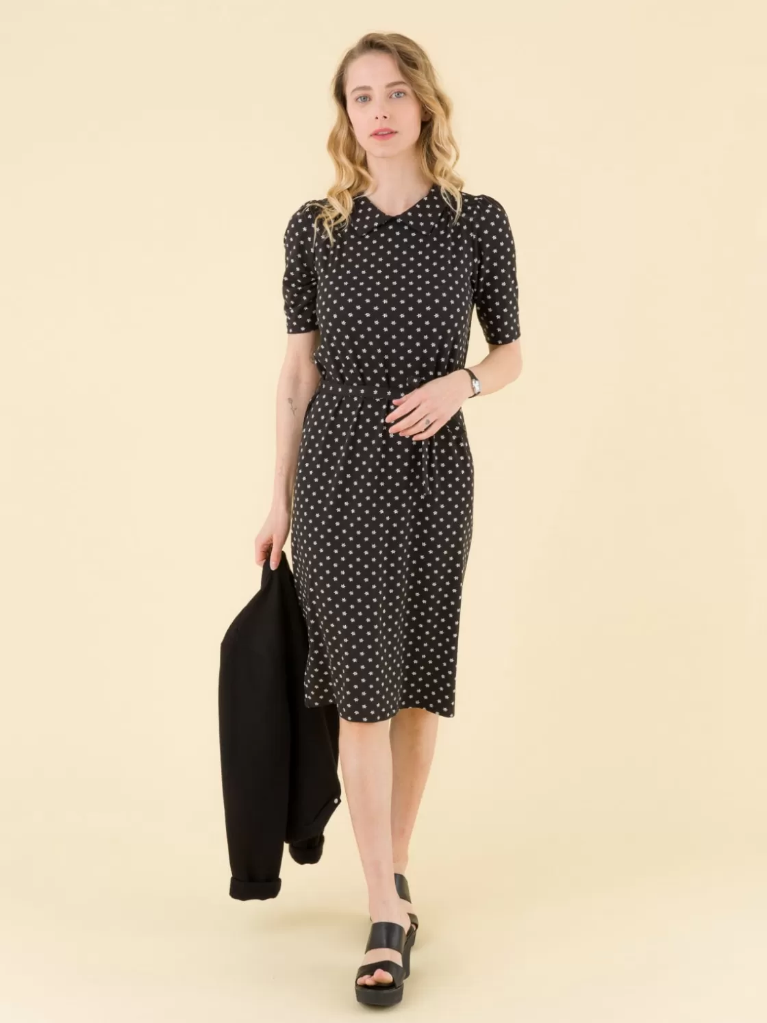 Women agnès b. Dresses<Black Andréa Printed Jersey Dress