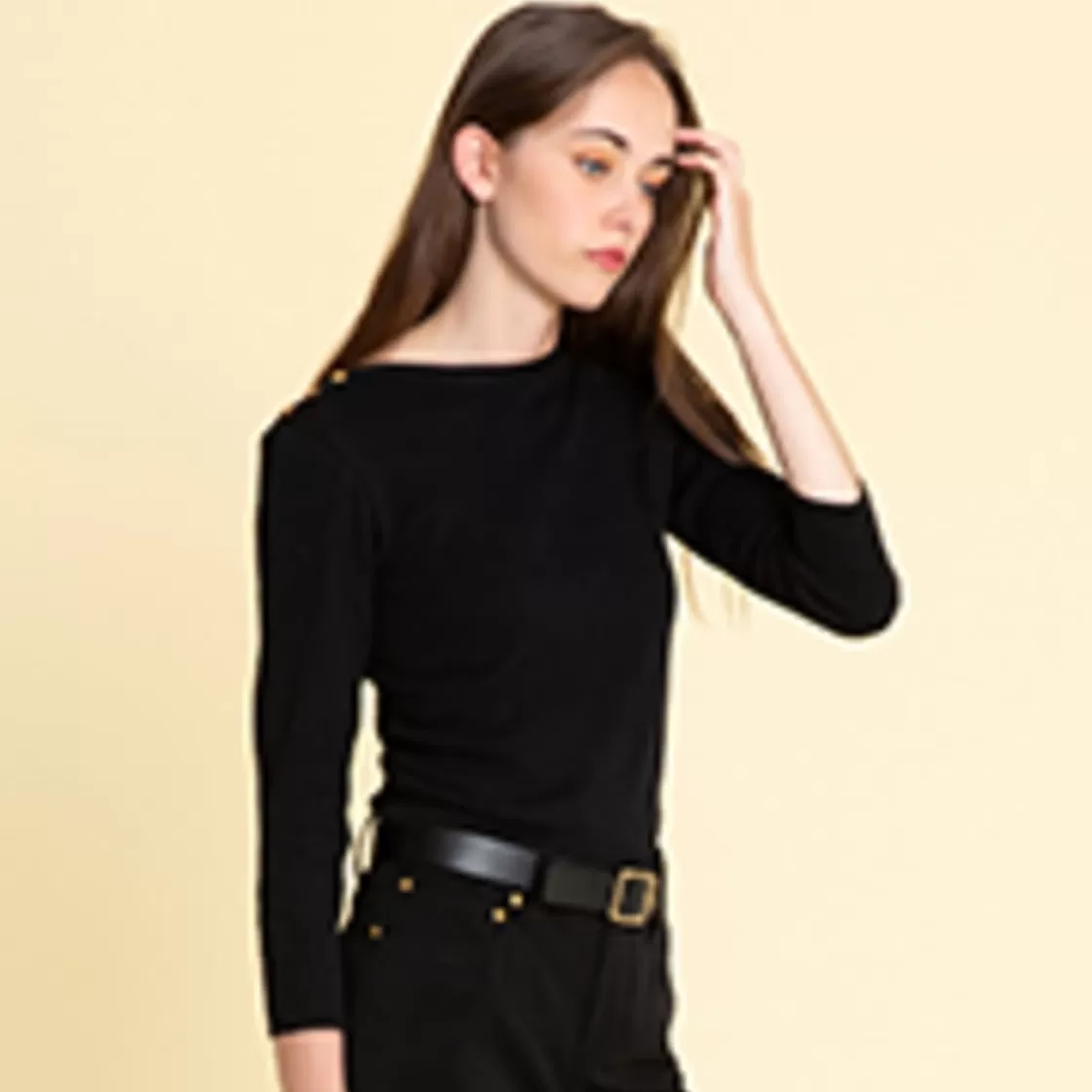 Women agnès b. Sweaters | T-Shirts & Tank Tops<Black Badiane Sweater With Elbow-length Sleeves