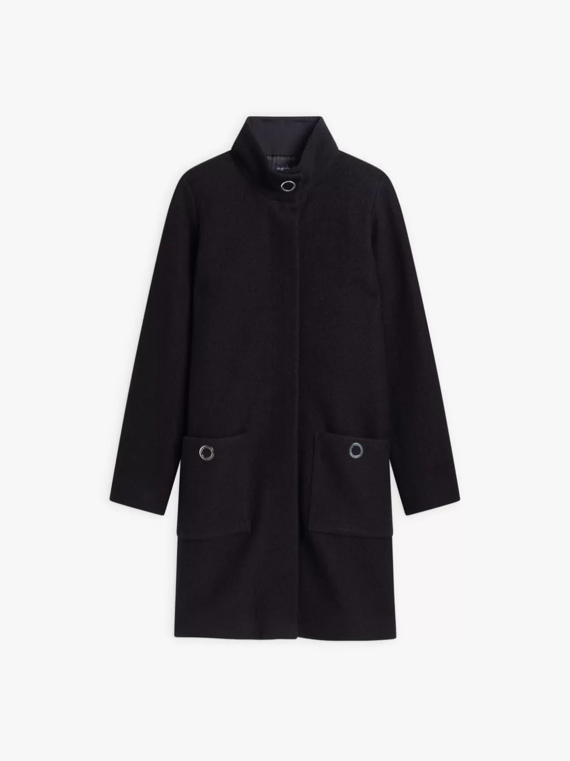 Women agnès b. Jackets & Coats<Black Boiled Wool Manaus Coat