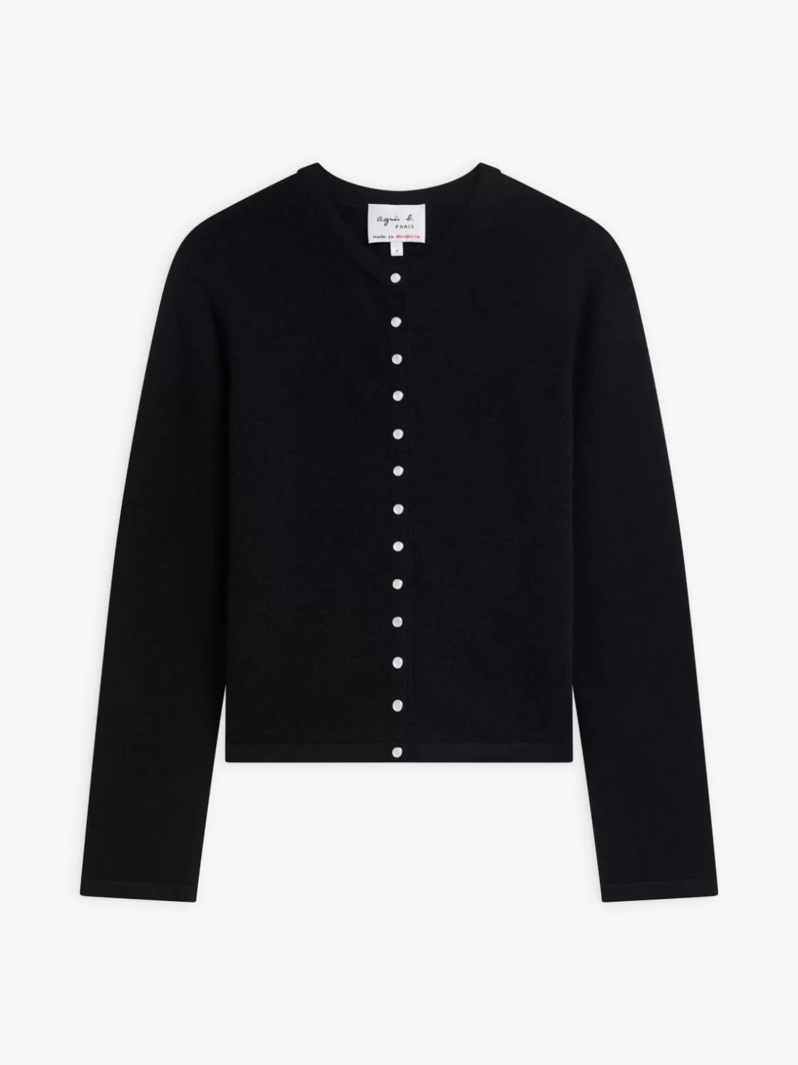 Women agnès b. Cardigans<Black Cashmere "12 Ans" Snap Cardigan