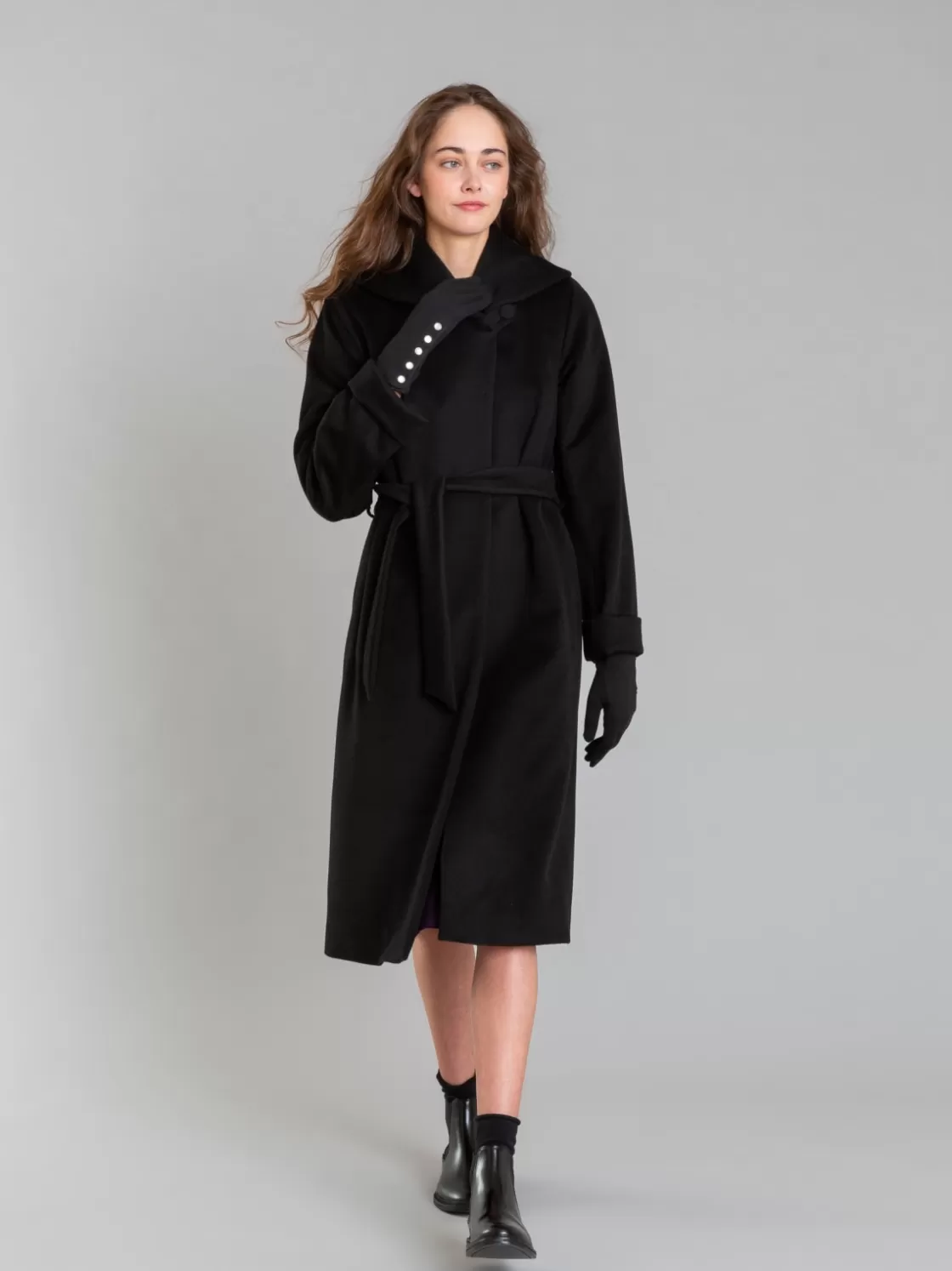 Women agnès b. Jackets & Coats<Black Cashmere Long Coat