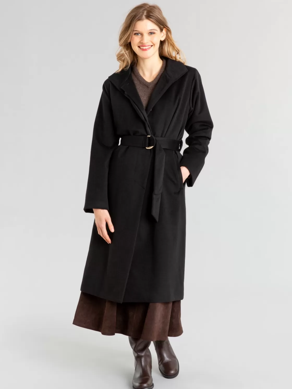 Women agnès b. Jackets & Coats<Black Cashmere Sand Coat