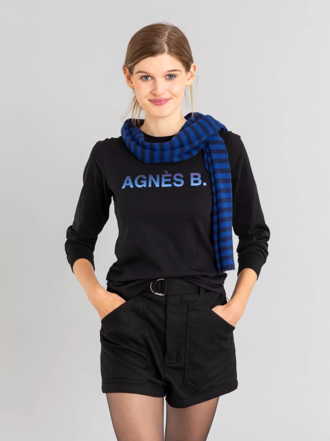 Women agnès b. T-Shirts & Tank Tops<Black Christie T-shirt With "" Embroidery