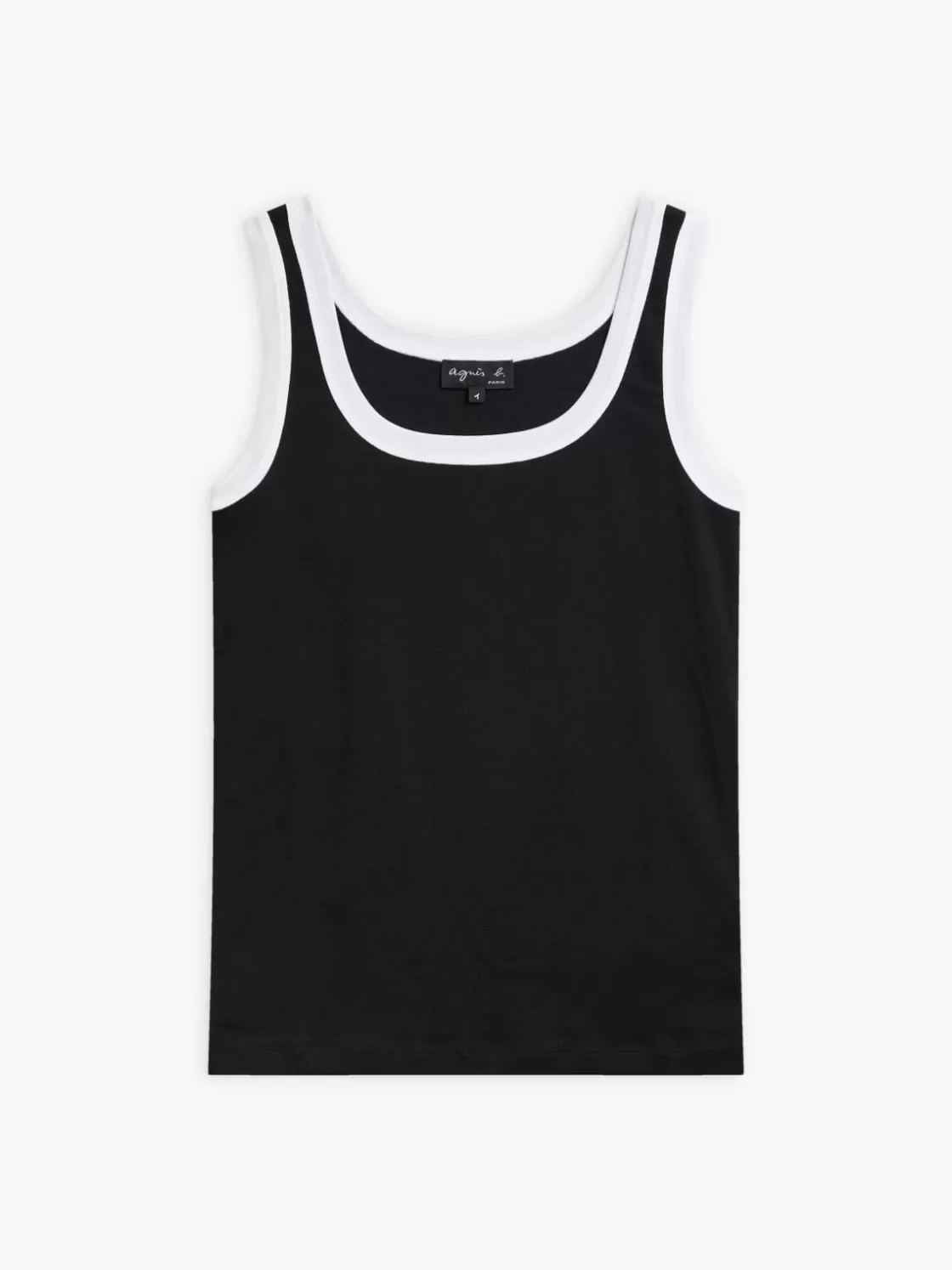 Women agnès b. T-Shirts & Tank Tops<Black Cotton 1x1 Ribbed Gaston Tank Top