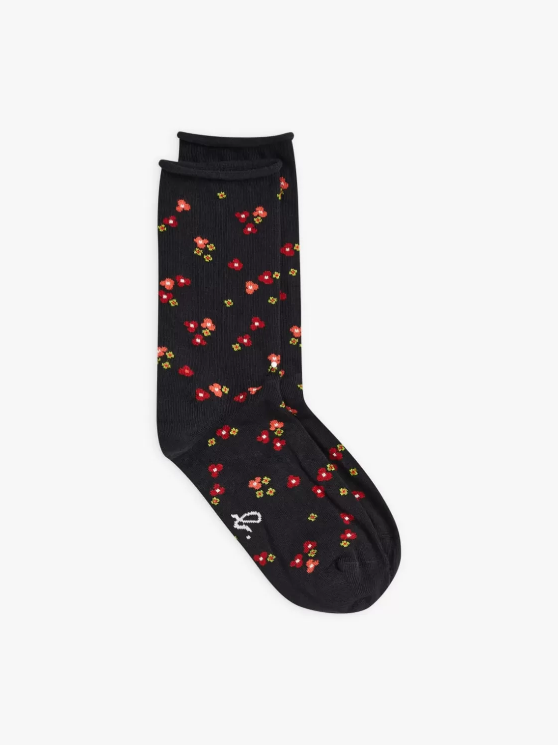 Women agnès b. Lingerie & Socks<Black Cotton Begonia Socks