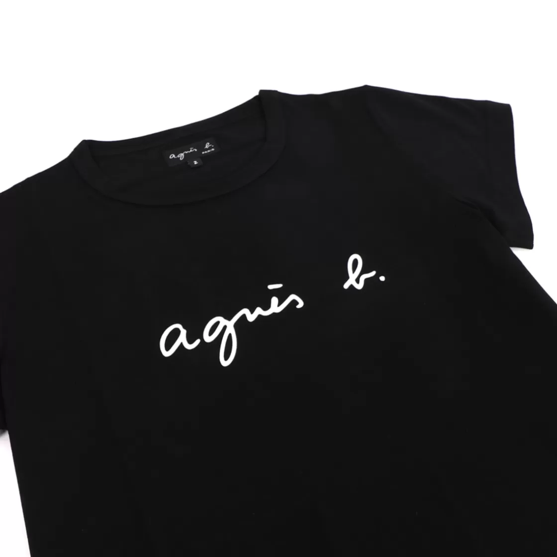 Women agnès b. T-Shirts & Tank Tops<Black Cotton Brando "" Logo T-shirt