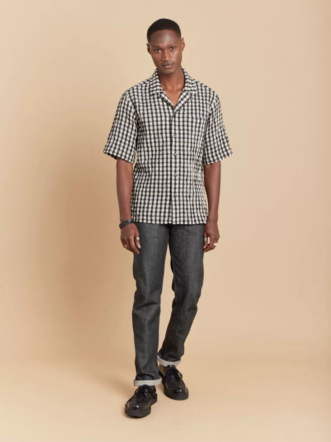 agnès b. Shirts<Black Cotton Checked Magnum Shirt