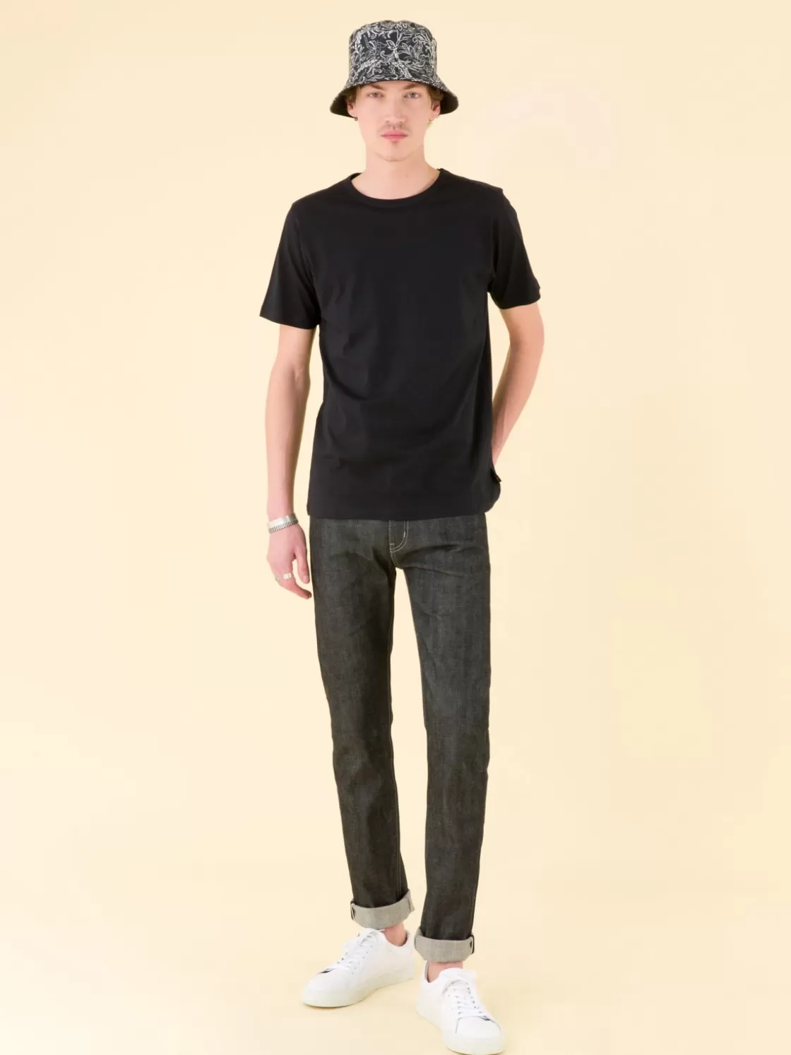 agnès b. T-Shirts & Polos<Black Cotton Coulos Short-sleeve T-shirt