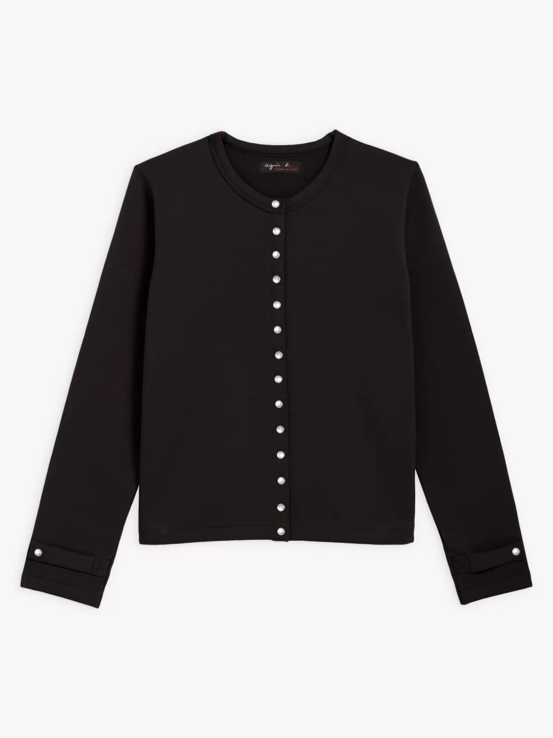 Women agnès b. Cardigans<Black Cotton Fleece Rosana Snap Cardigan