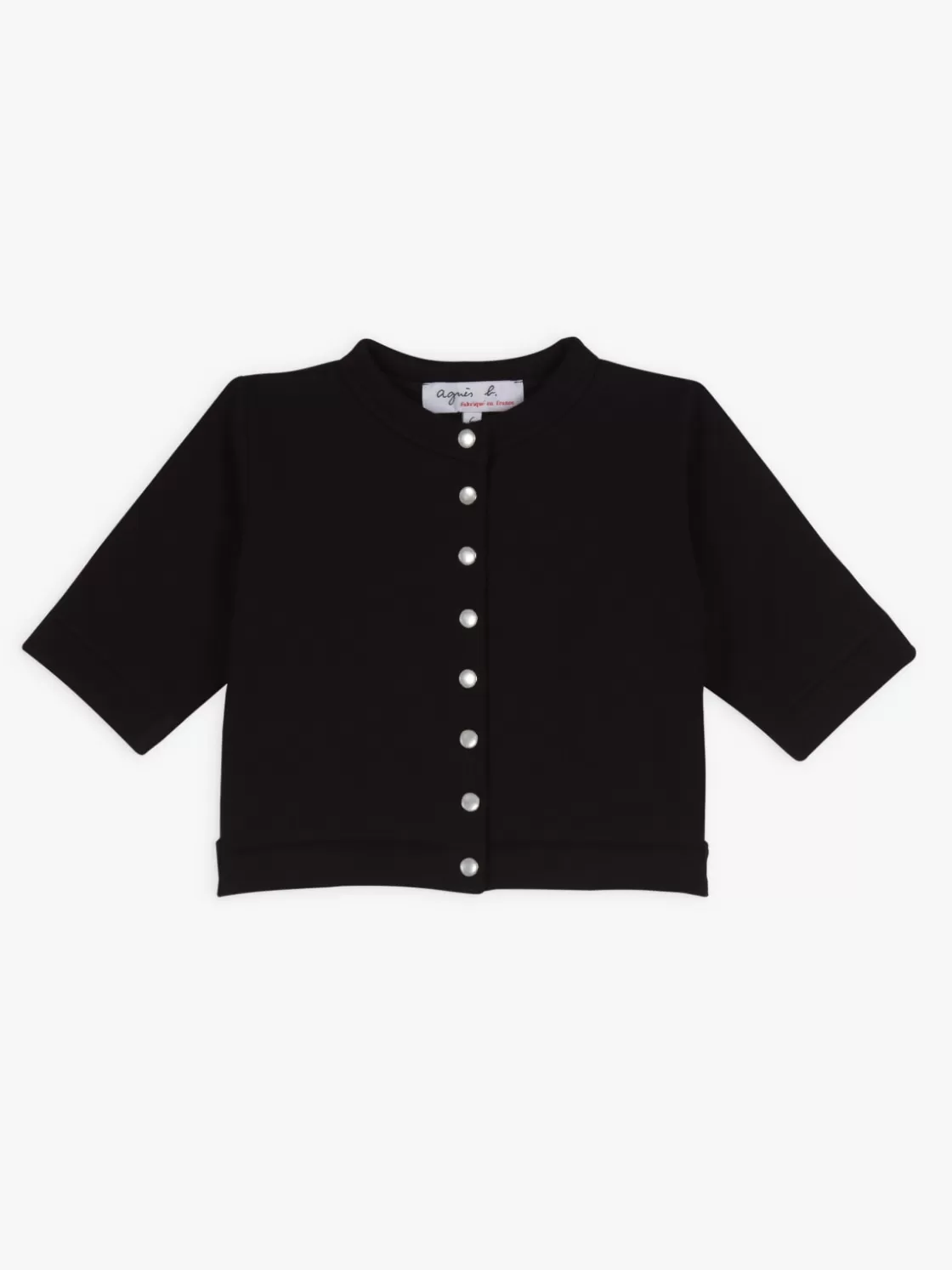 agnès b. Clothing | Cardigans<Black Cotton Fleece Snap Cardigan