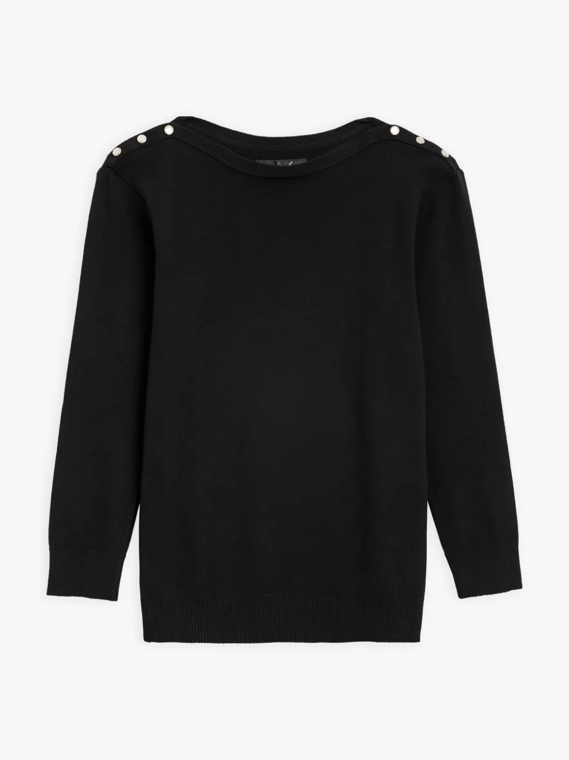 Women agnès b. Sweaters | T-Shirts & Tank Tops<Black Cotton Knit Badiane 3/4 Sleeves T-shirt