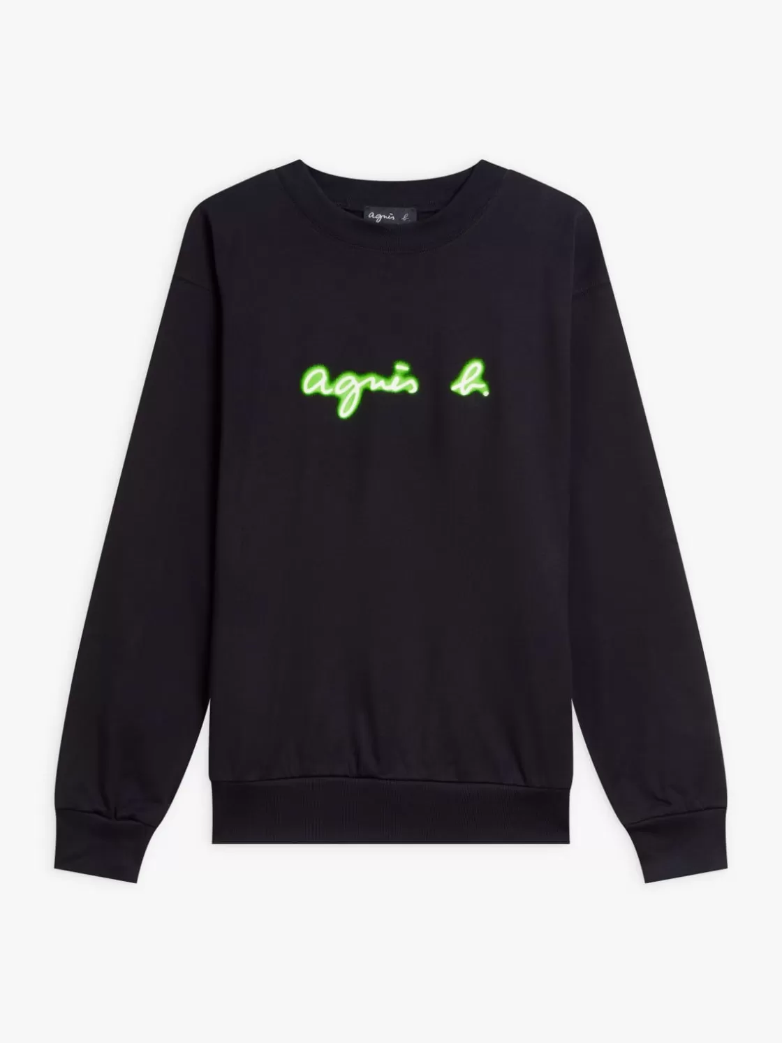 Women agnès b. T-Shirts & Tank Tops<Black Cotton Neon "" Logo Sweatshirt