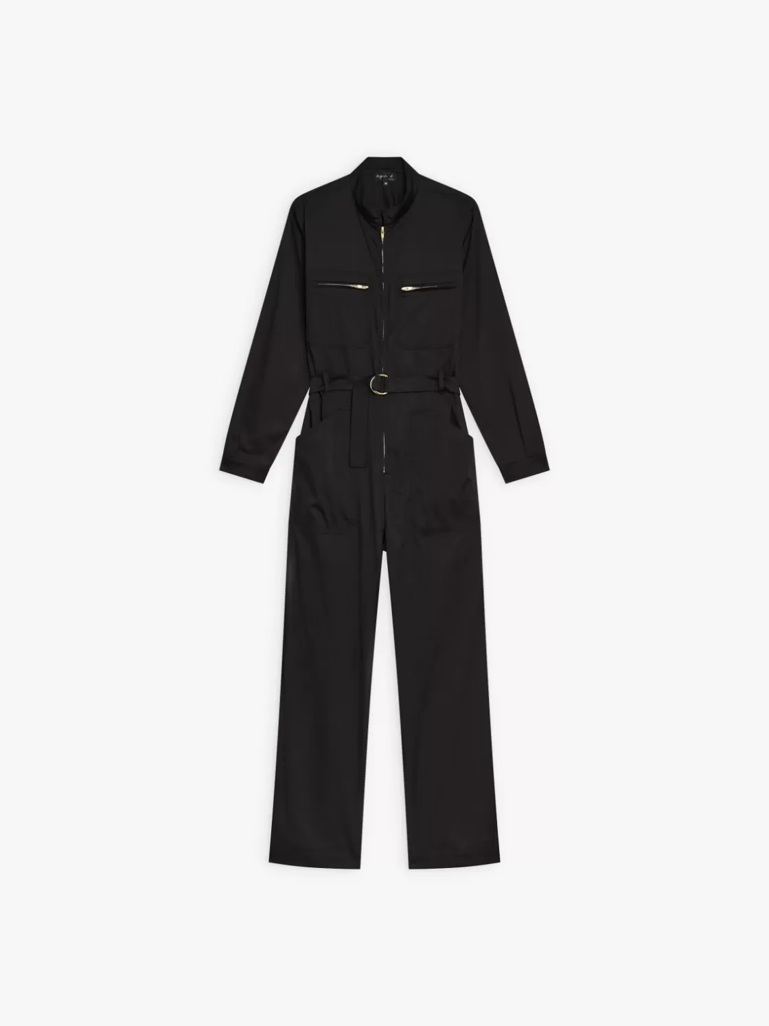 Women agnès b. Jumpsuits | Pants & Jeans<Black Cotton Satin Jumpsuit