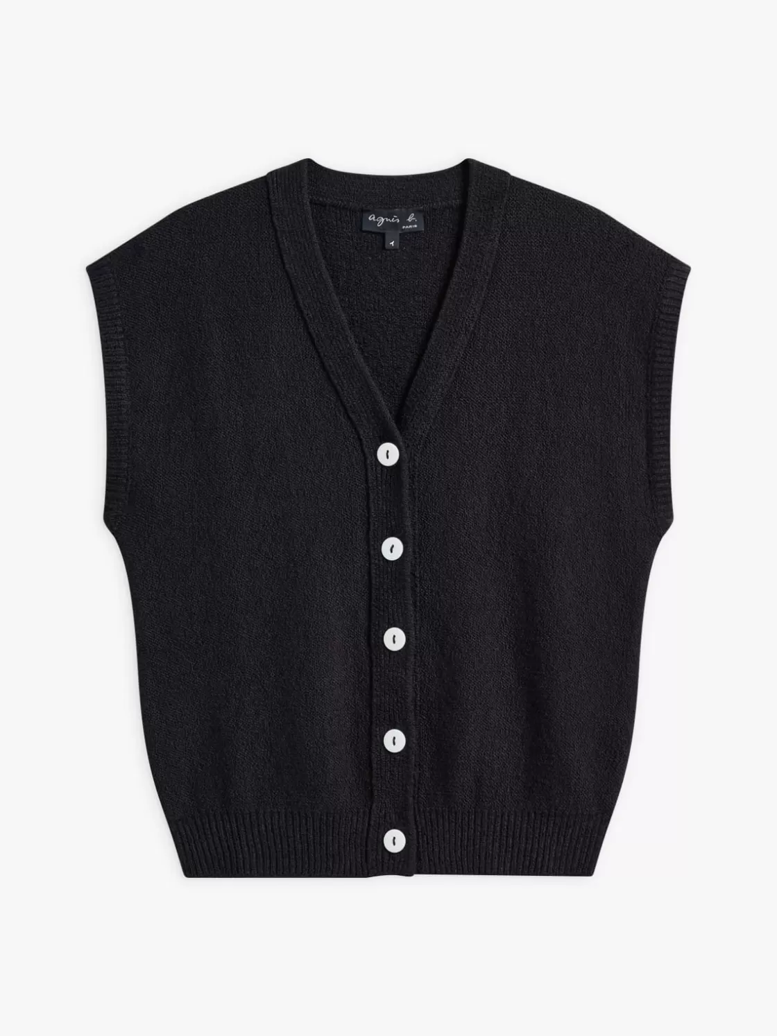 Women agnès b. Sweaters<Black Cotton Vest Cardigan