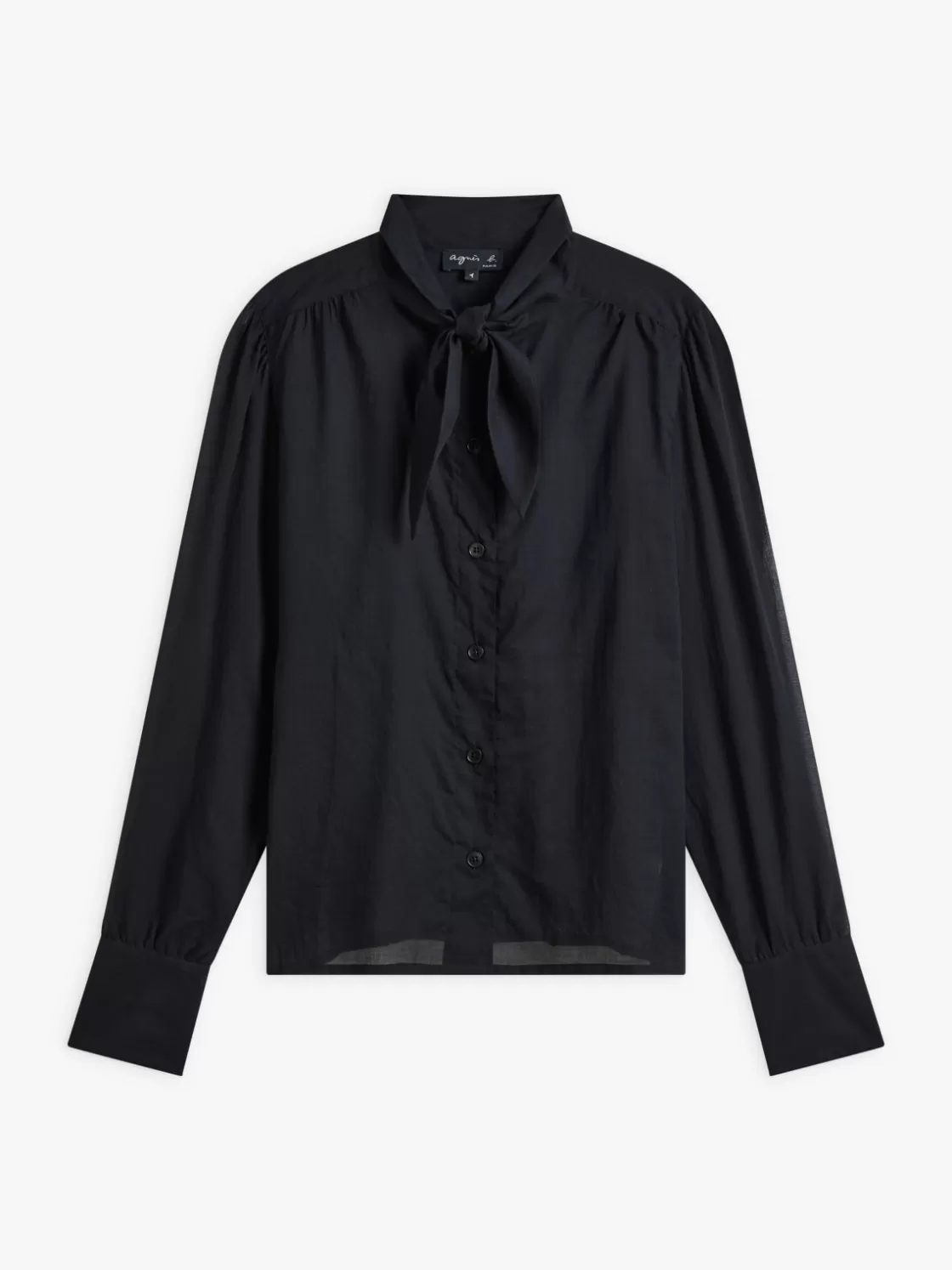 Women agnès b. Tops & Shirts<Black Cotton Voile Shirt