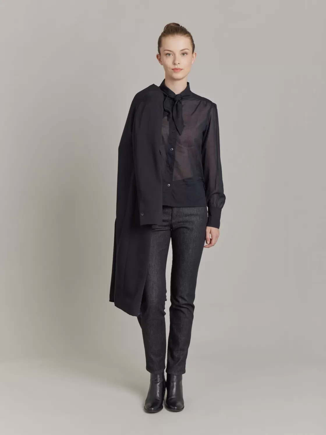 Women agnès b. Tops & Shirts<Black Cotton Voile Shirt