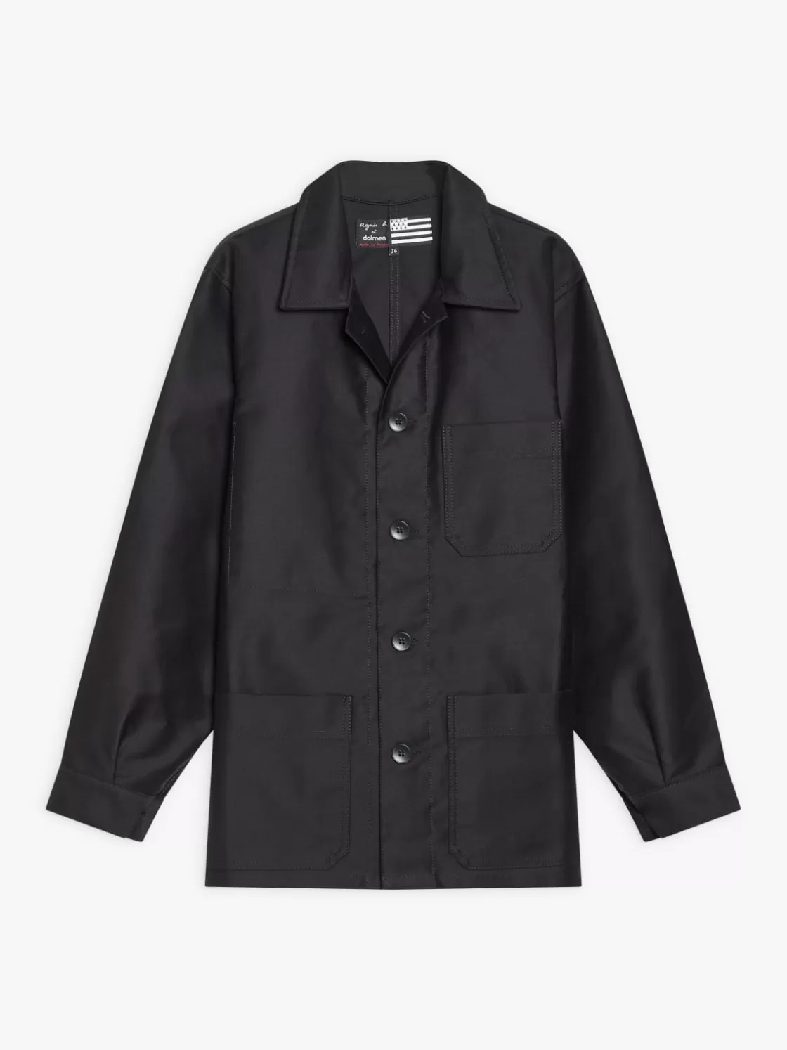 Women agnès b. Jackets & Coats<Black Cotton Women's Jacket X Dolmen