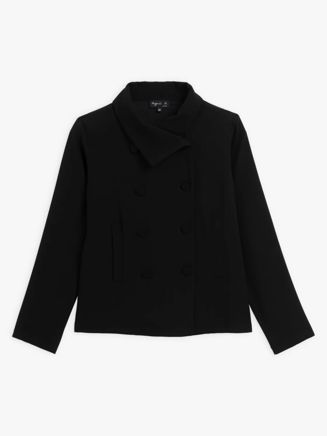 Women agnès b. Jackets & Coats<Black Double-breasted Jacket