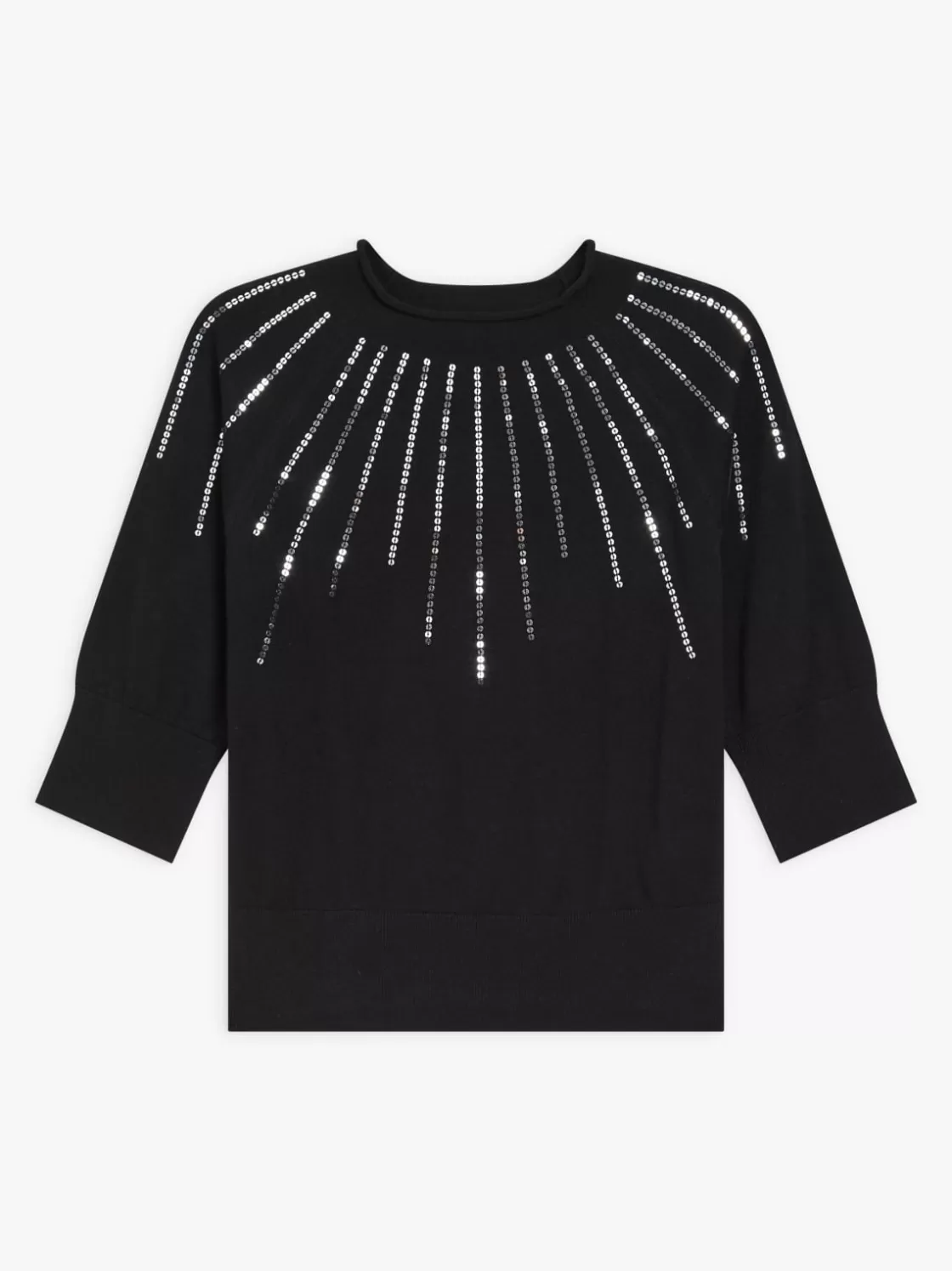 Women agnès b. Sweaters<Black Elbow-length Sleeve Sequin Sweater