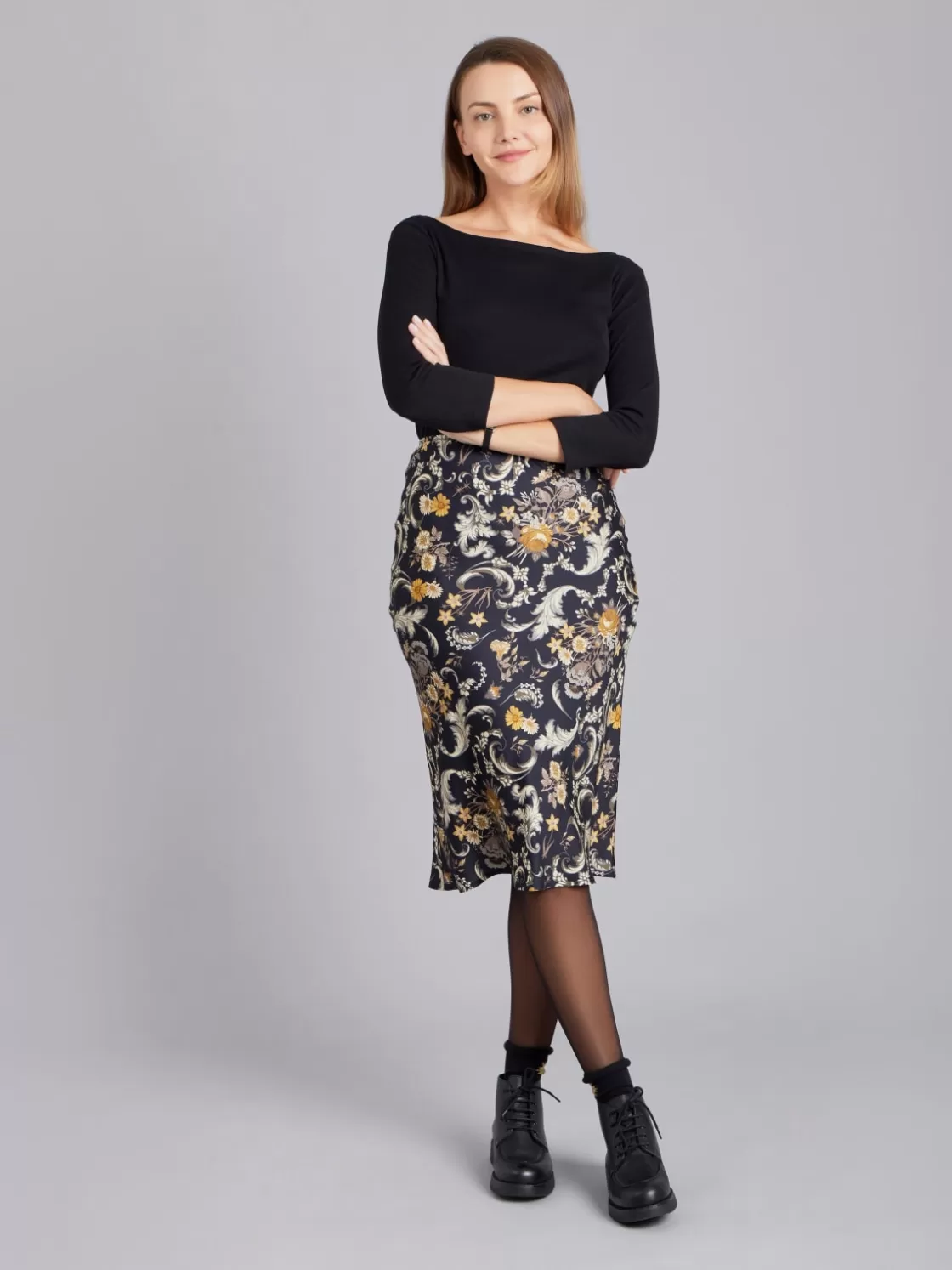 Women agnès b. Skirts & Shorts<Black Floral Pattern Tulipe Skirt