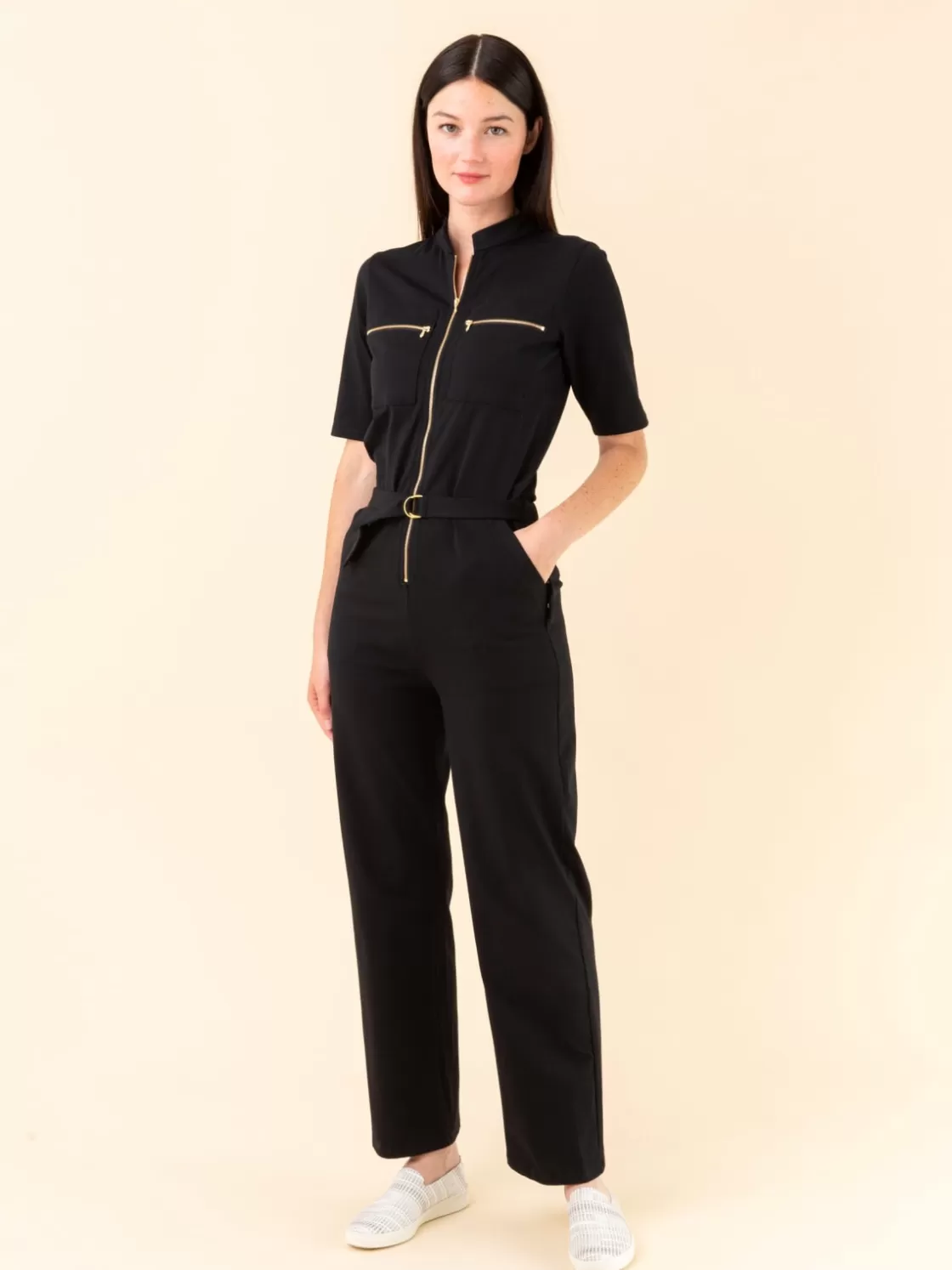 Women agnès b. Jumpsuits | Pants & Jeans<Black Jersey Handy Long Jumpsuit