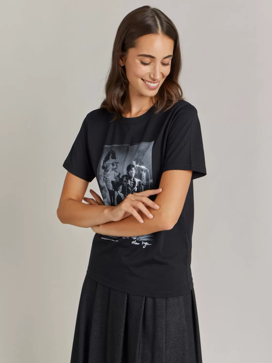 Women agnès b. Artist's Collection | T-Shirts & Polos<Black Le Mixte Artist Alan Vega Unisex Cotton Jersey T-shirt