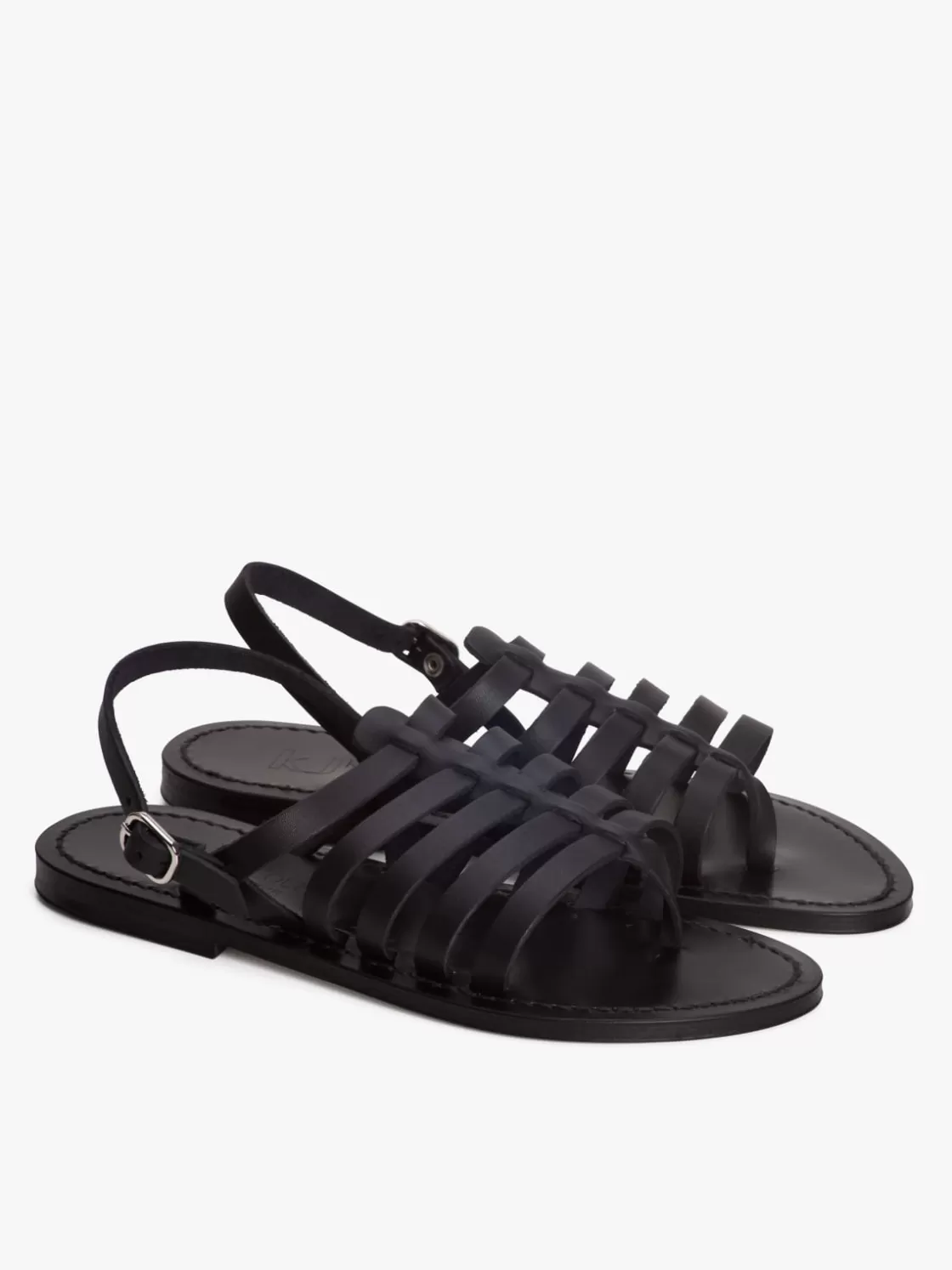 Women agnès b. Flats & Loafers | Heels & Sandals<Black Leather Homère Sandals K. Jacques