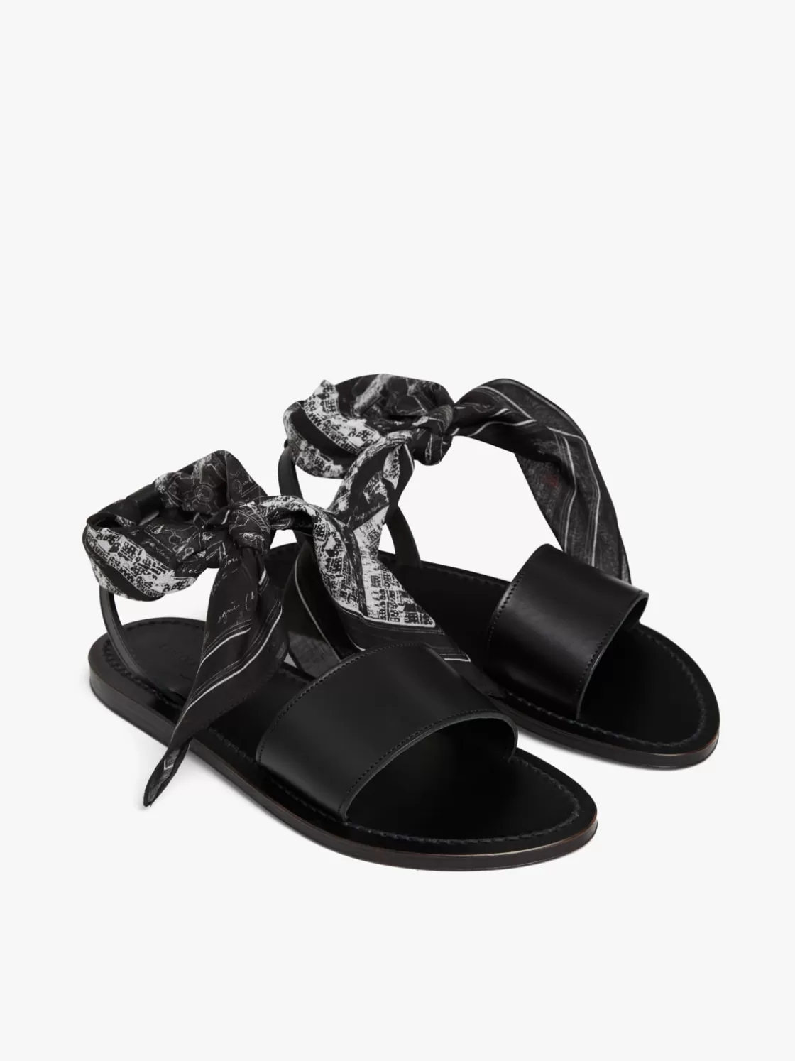 Women agnès b. Flats & Loafers | Heels & Sandals<Black Leather K.Jacques Pour Prométhéesandals