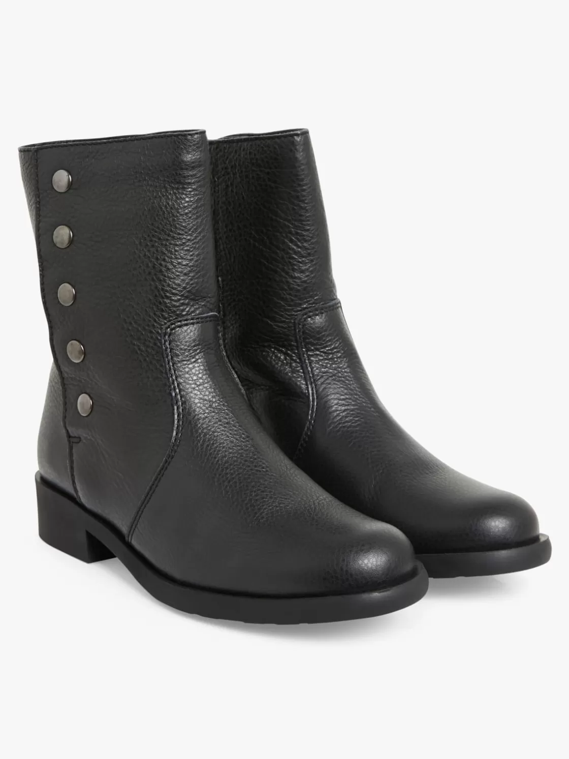 Women agnès b. Boots & Ankle Boots<Black Leather New Pression Boots