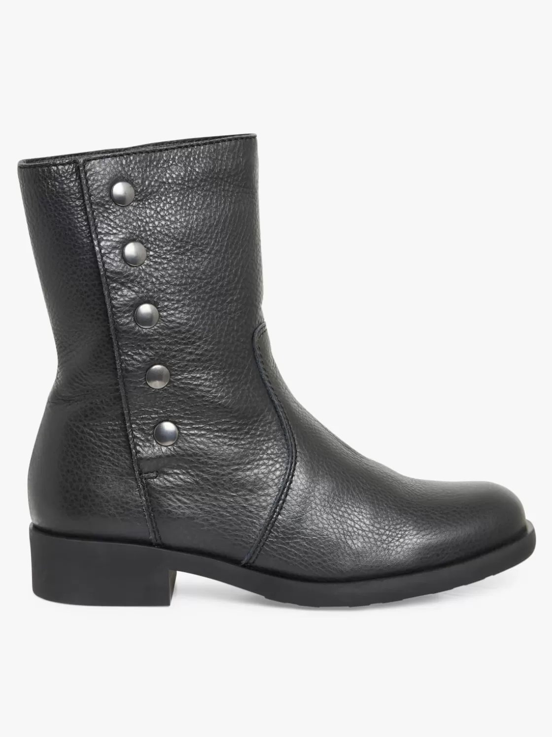 Women agnès b. Boots & Ankle Boots<Black Leather New Pression Boots