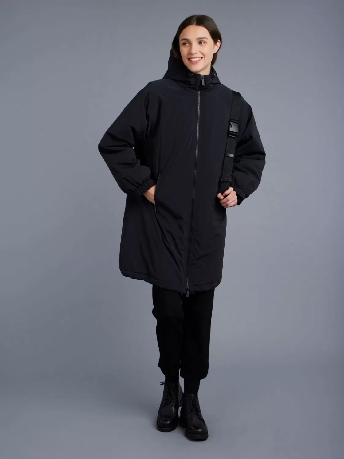 Women agnès b. Jackets & Coats<Black Lined Hooded Parka