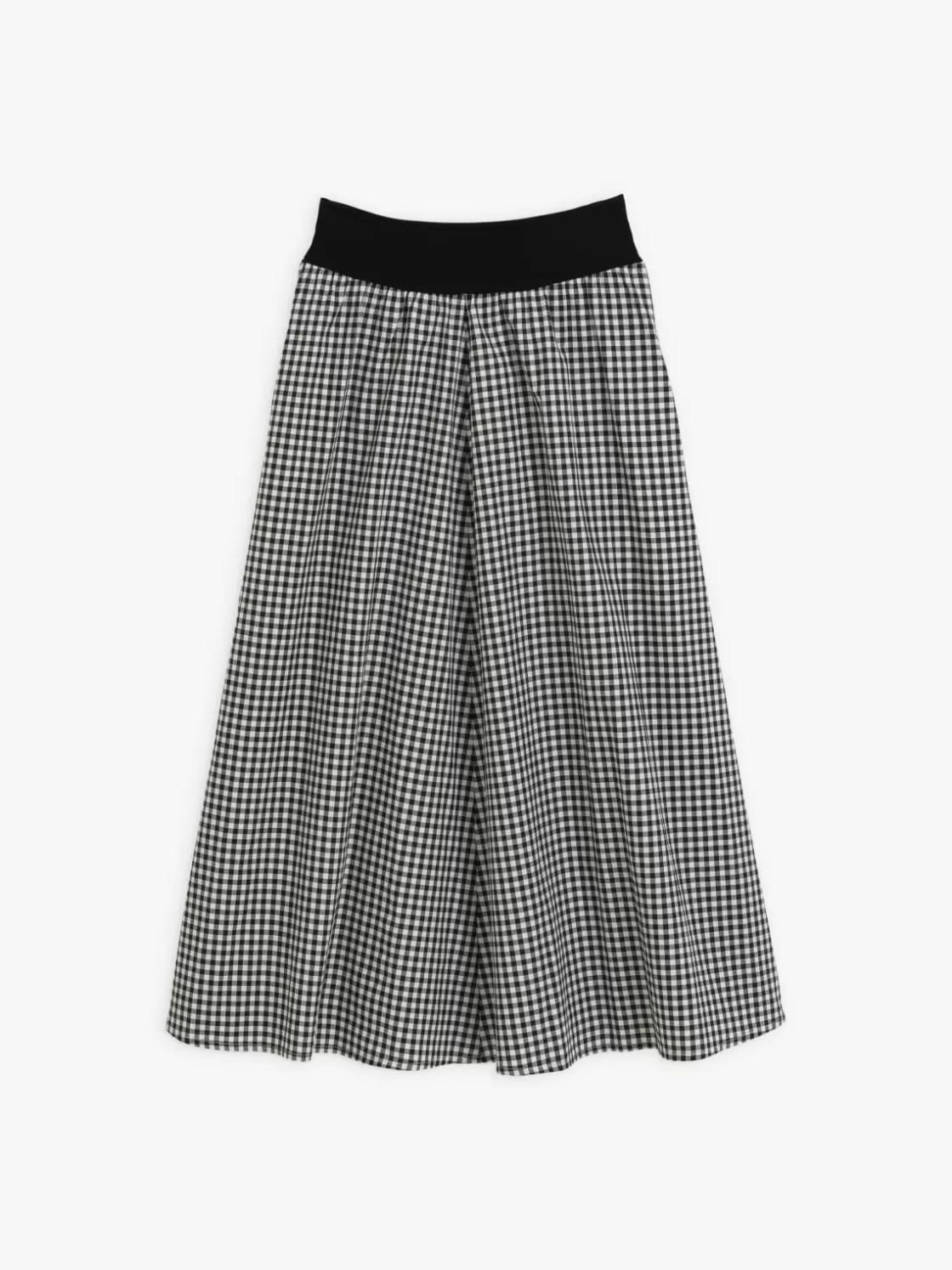 Women agnès b. Skirts & Shorts<Black Long Cotton Gingham Check Skirt