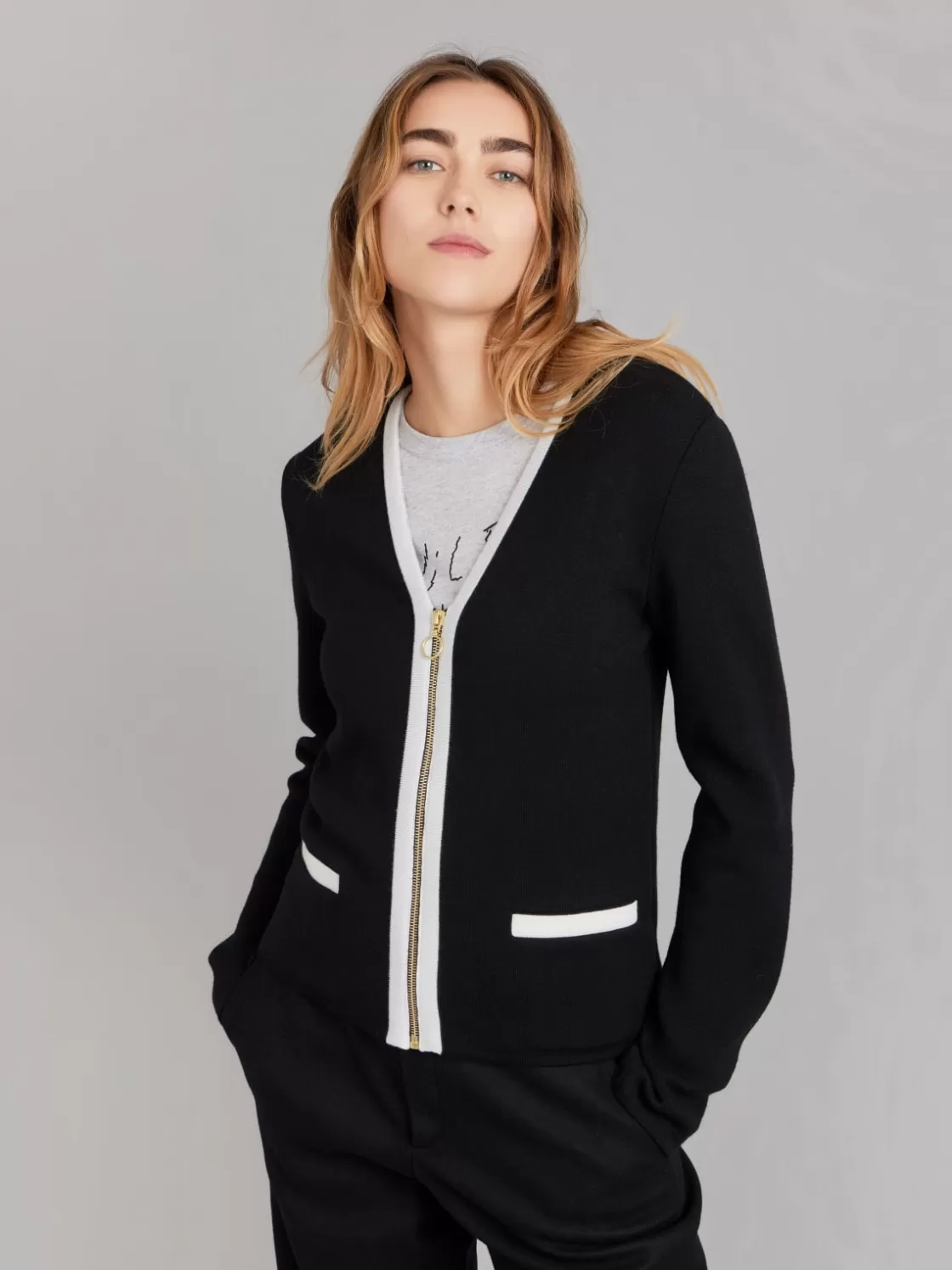 Women agnès b. Jackets & Coats<Black Merino Wool Oppo Jacket