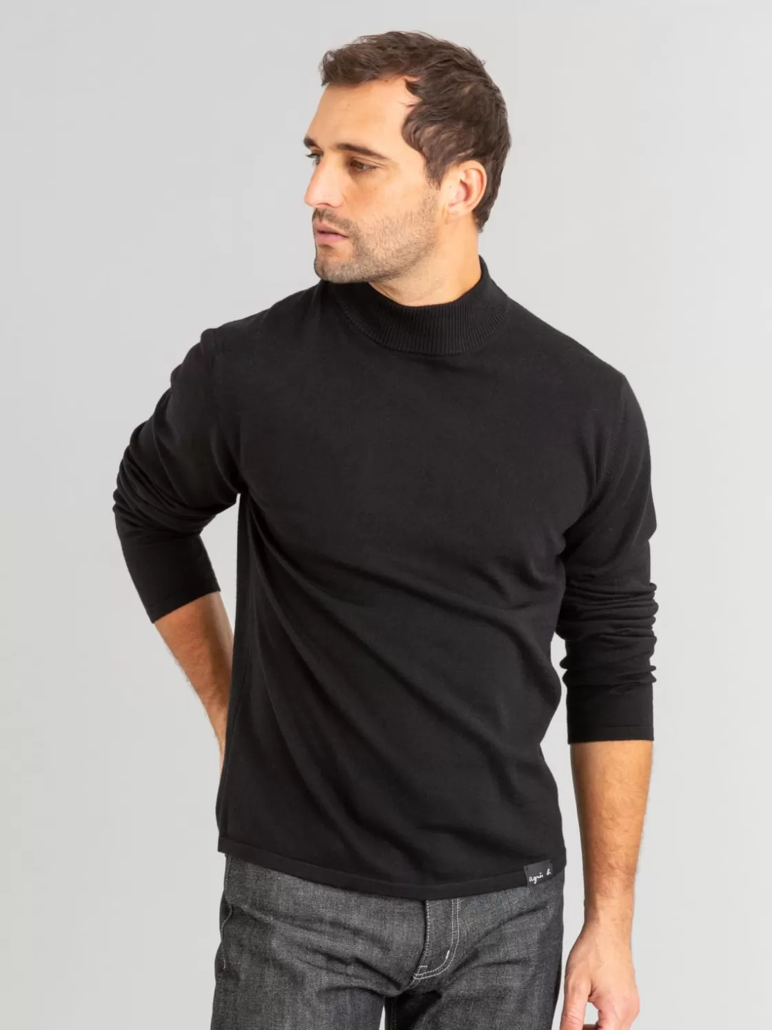 agnès b. Sweaters<Black Merino Wool Panama Sweater