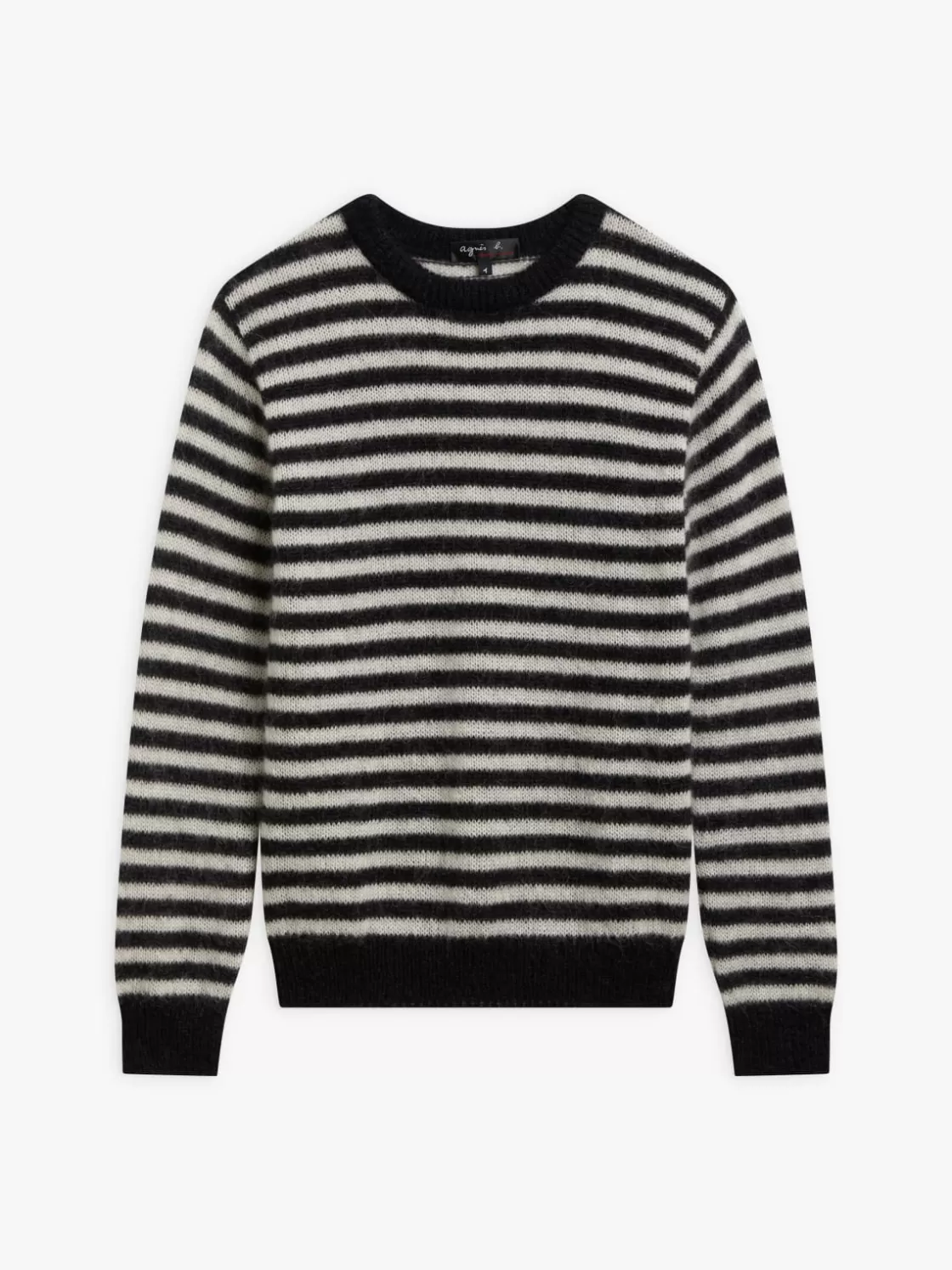 Women agnès b. Sweaters<Black Mohair Striped Sweater