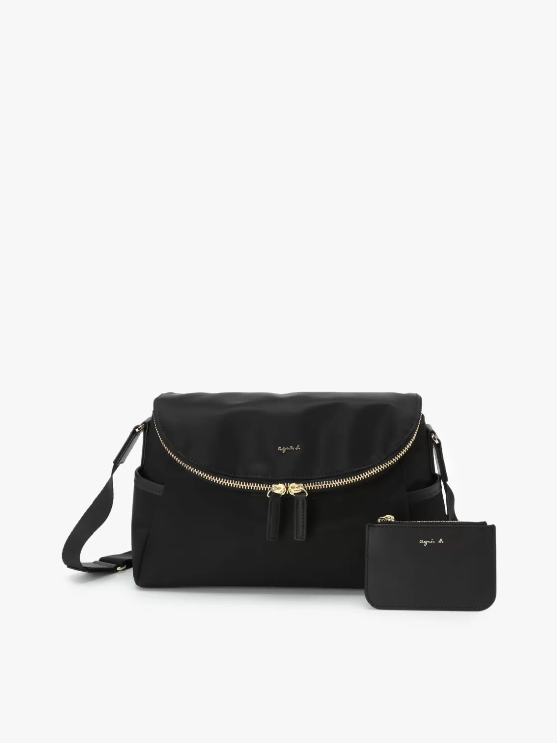 Women agnès b. Shoulder & Crossbody Bags<Black Nylon Shoulder Bag