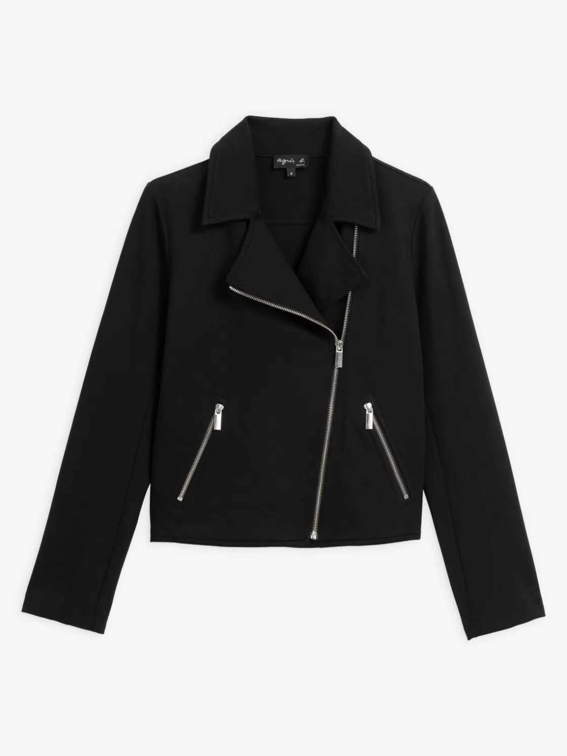 Women agnès b. Jackets & Coats<Black Perfect Zipped Jacket