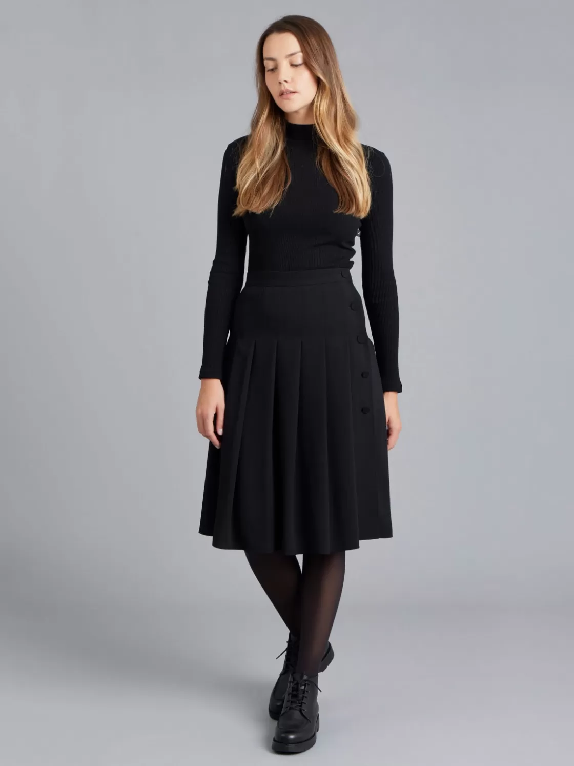 Women agnès b. Skirts & Shorts<Black Pleated Galloway Skirt